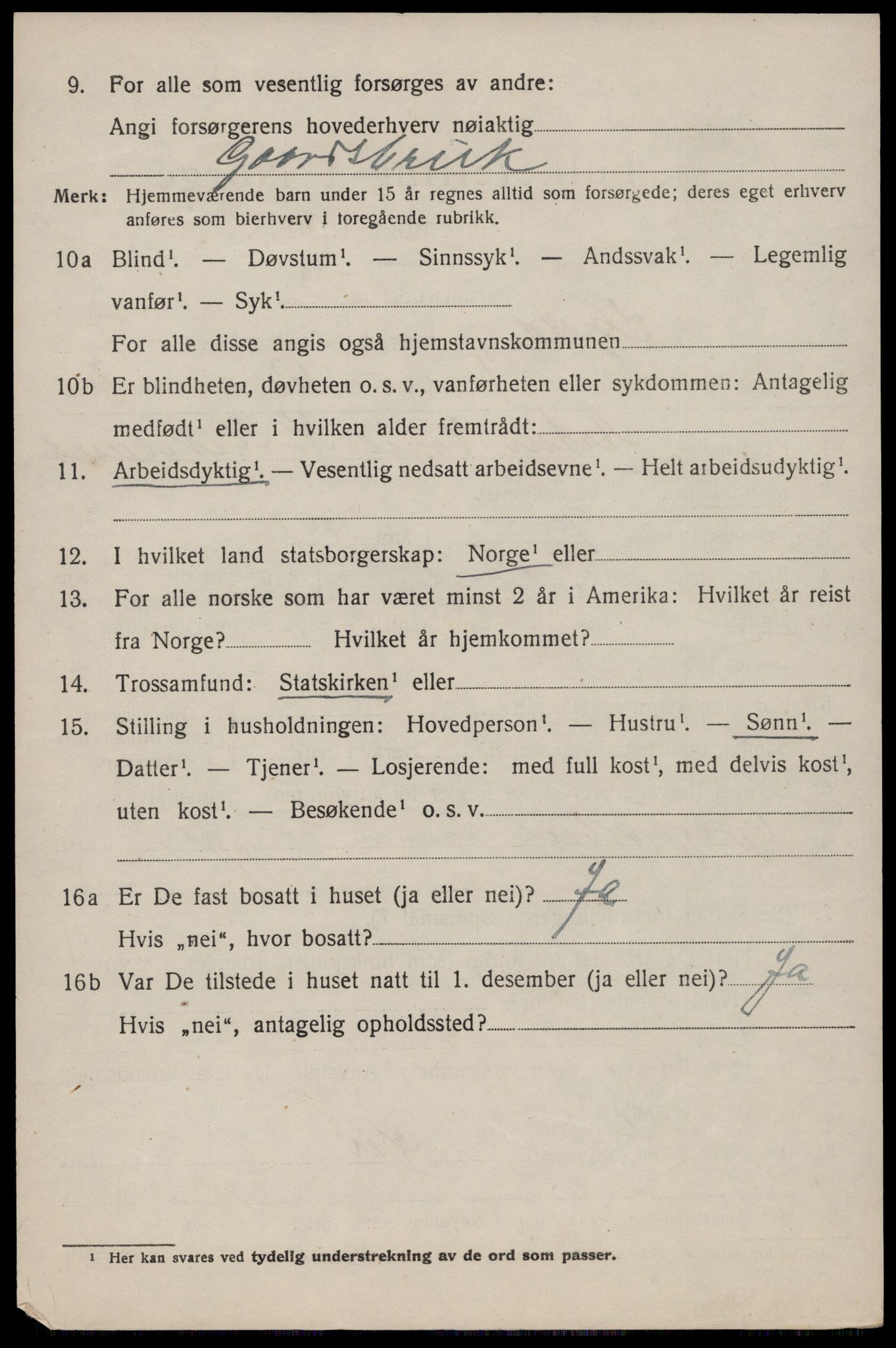 SAST, 1920 census for Skjold, 1920, p. 3893