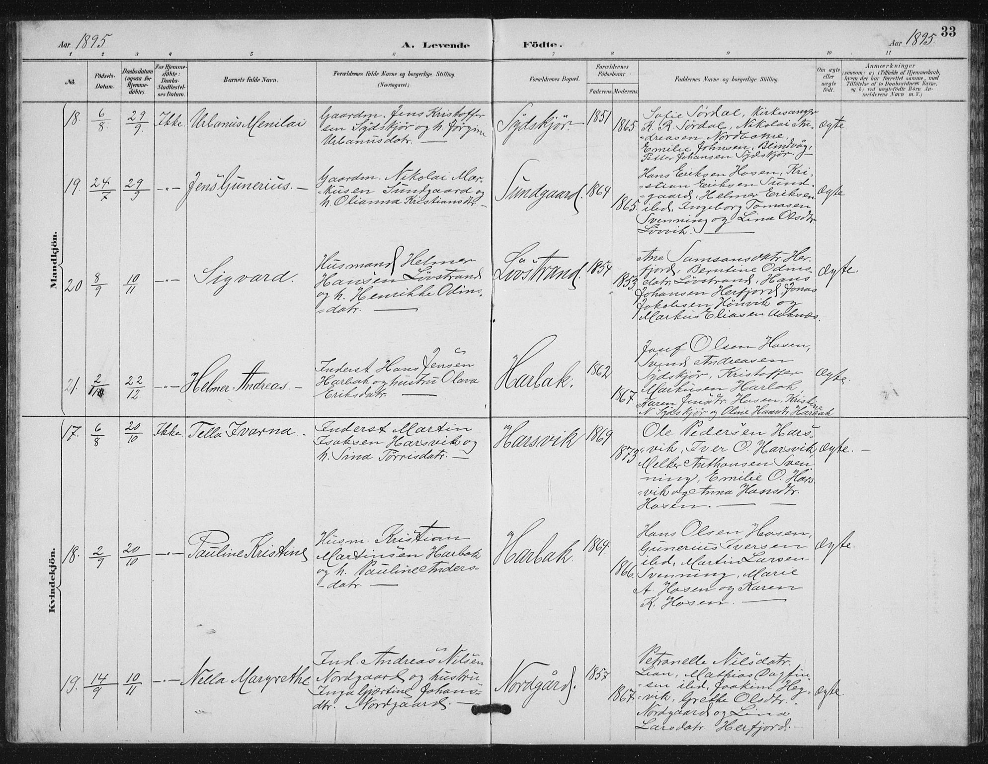 Ministerialprotokoller, klokkerbøker og fødselsregistre - Sør-Trøndelag, AV/SAT-A-1456/656/L0698: Parish register (copy) no. 656C04, 1890-1904, p. 33