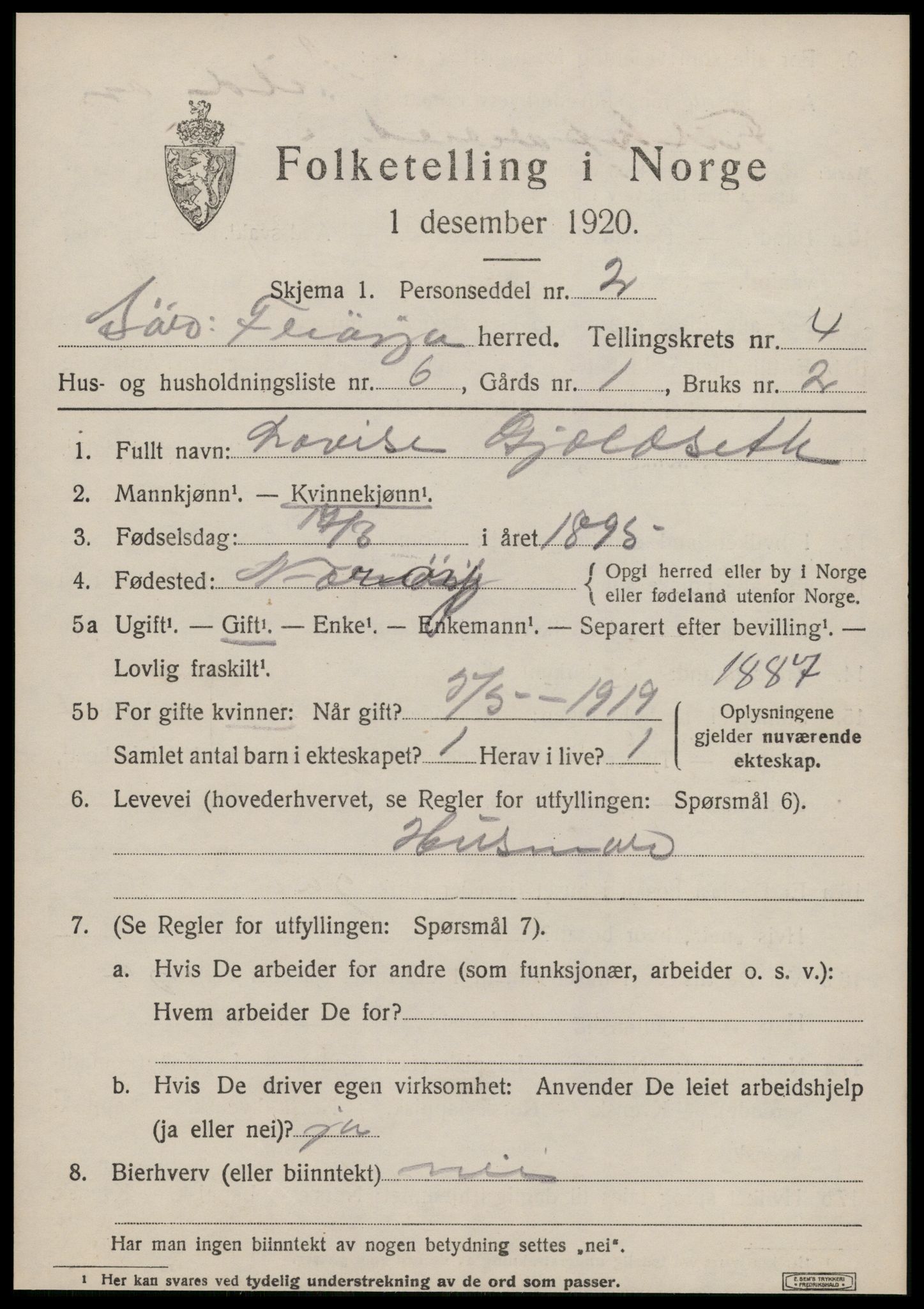 SAT, 1920 census for Sør-Frøya, 1920, p. 3451