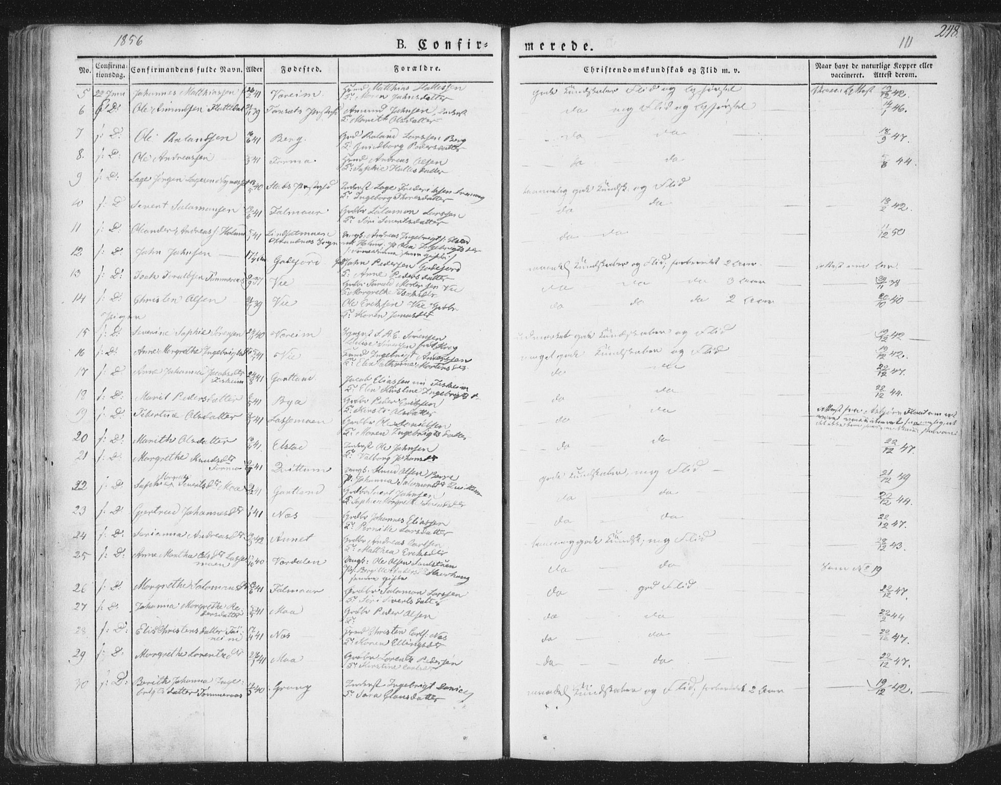 Ministerialprotokoller, klokkerbøker og fødselsregistre - Nord-Trøndelag, SAT/A-1458/758/L0513: Parish register (official) no. 758A02 /1, 1839-1868, p. 111
