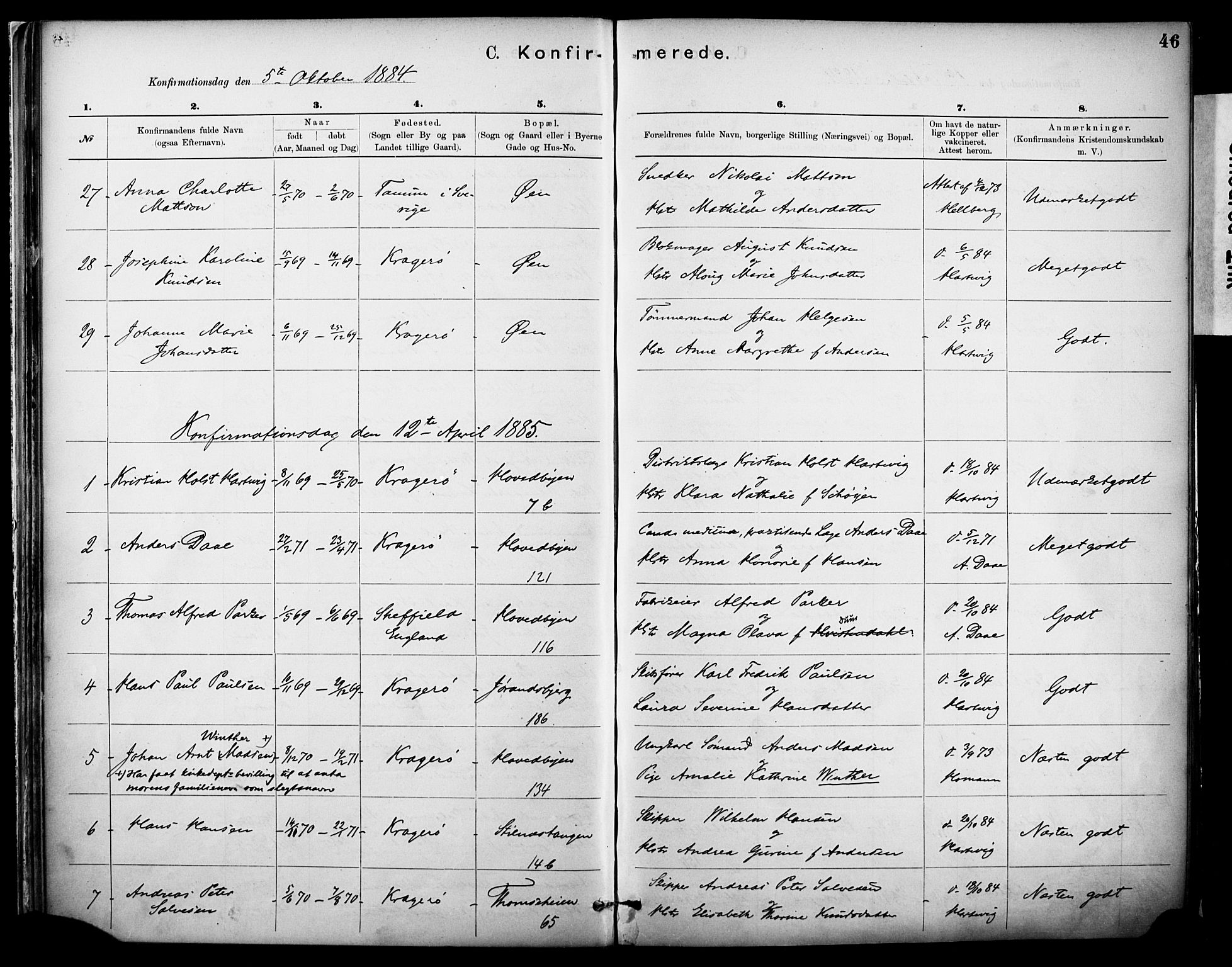 Kragerø kirkebøker, SAKO/A-278/F/Fa/L0012: Parish register (official) no. 12, 1880-1904, p. 46