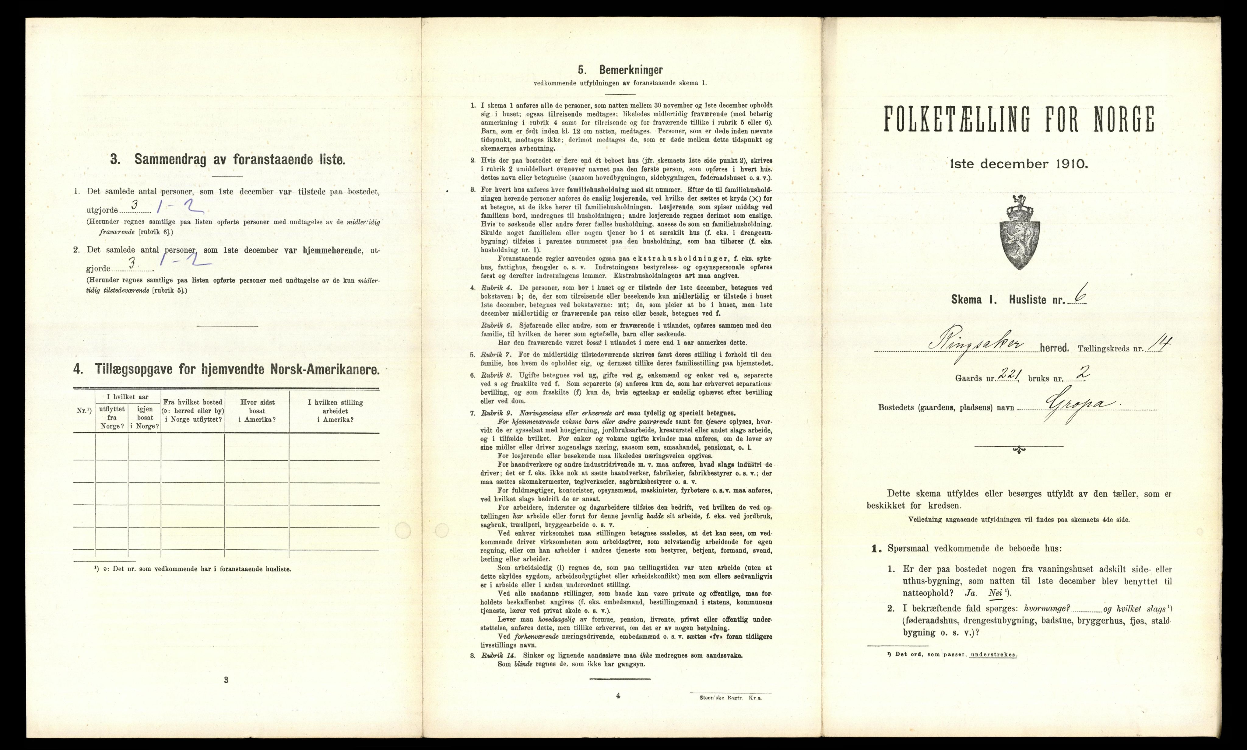 RA, 1910 census for Ringsaker, 1910, p. 2755