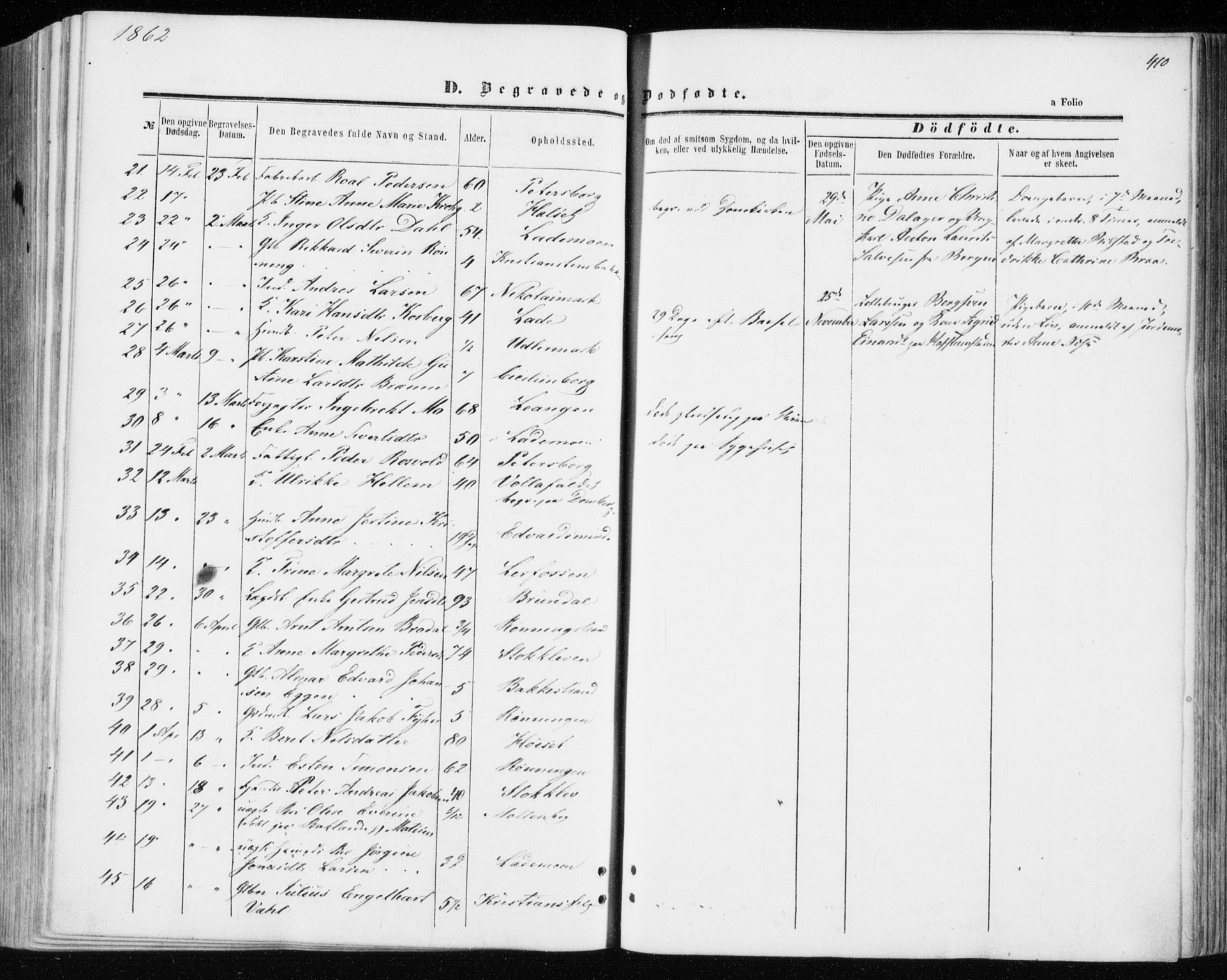 Ministerialprotokoller, klokkerbøker og fødselsregistre - Sør-Trøndelag, AV/SAT-A-1456/606/L0292: Parish register (official) no. 606A07, 1856-1865, p. 410