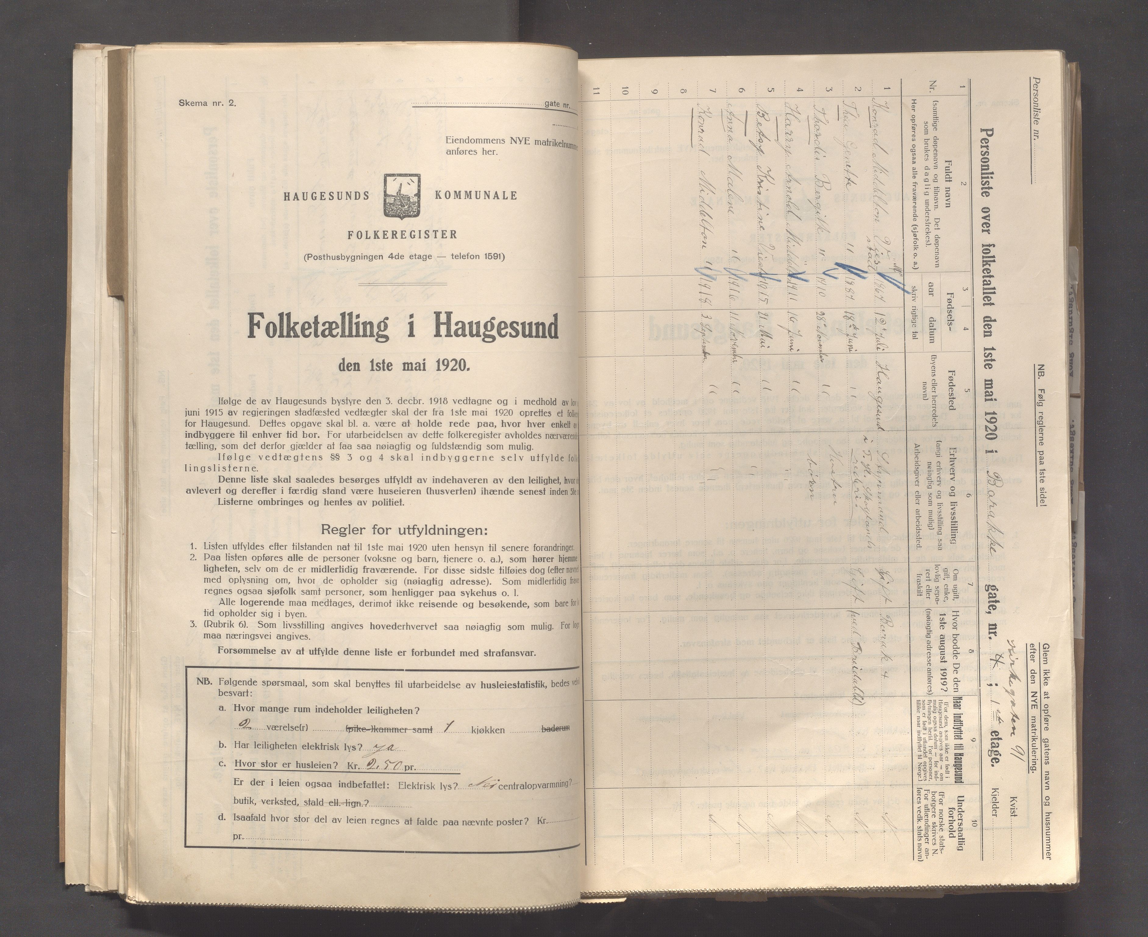 IKAR, Local census 1.5.1920 for Haugesund, 1920, p. 2505