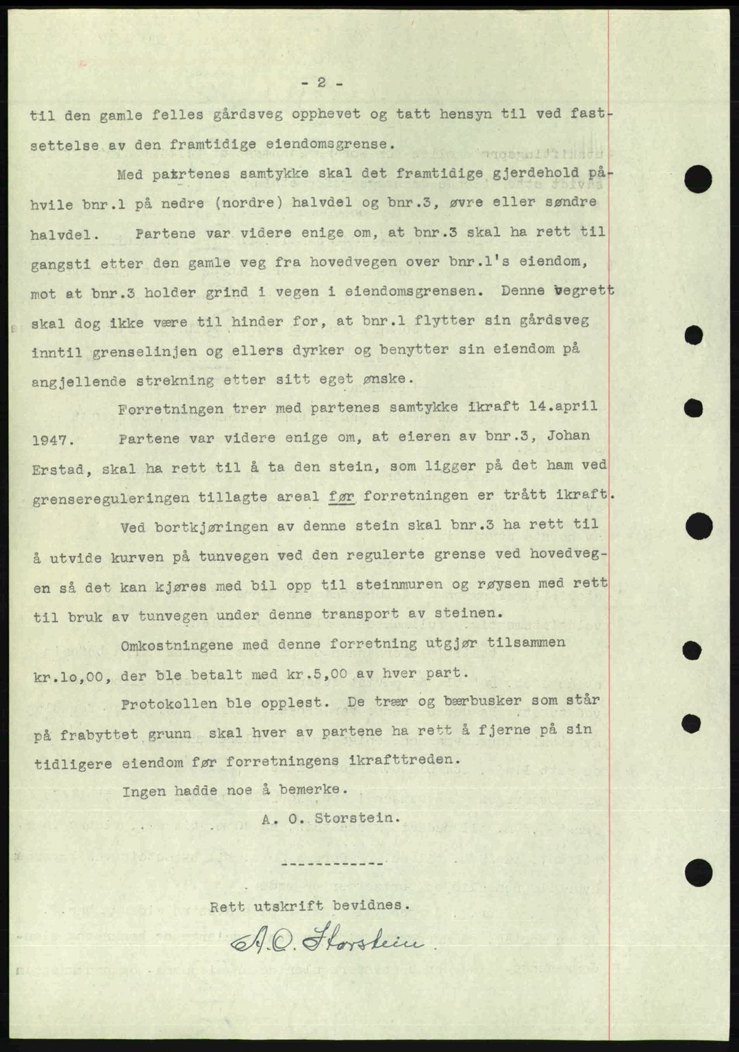 Nordre Sunnmøre sorenskriveri, AV/SAT-A-0006/1/2/2C/2Ca: Mortgage book no. A24, 1947-1947, Diary no: : 320/1947