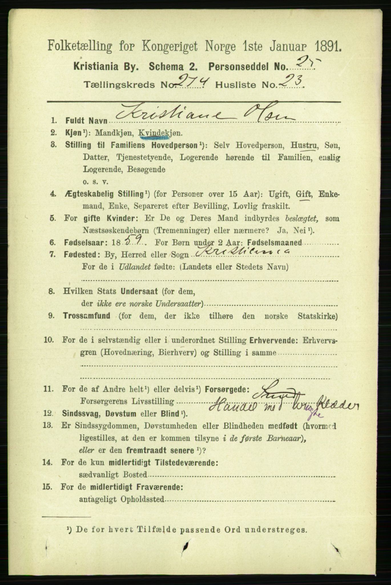 RA, 1891 census for 0301 Kristiania, 1891, p. 166887