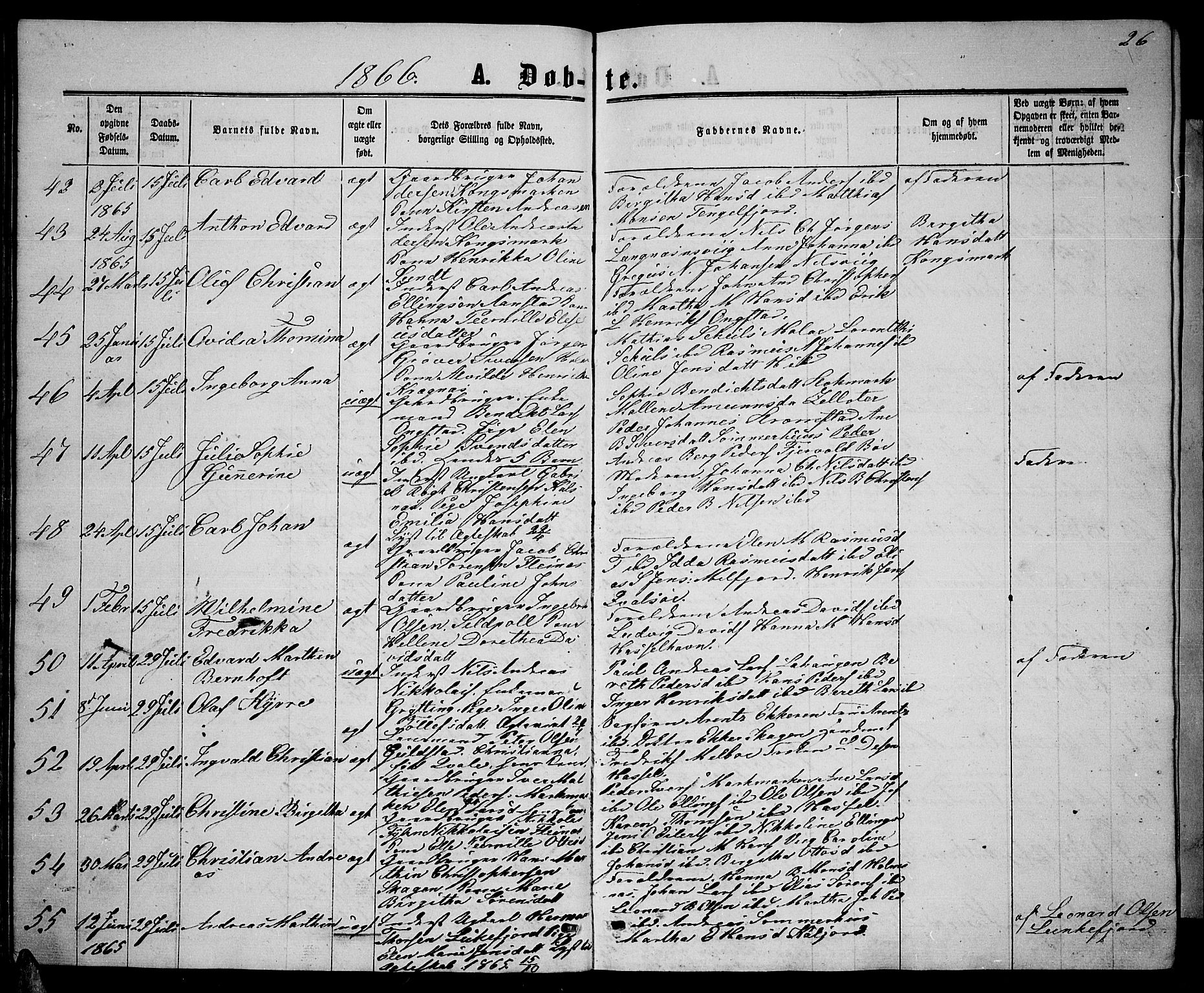 Ministerialprotokoller, klokkerbøker og fødselsregistre - Nordland, AV/SAT-A-1459/888/L1266: Parish register (copy) no. 888C04, 1864-1877, p. 26