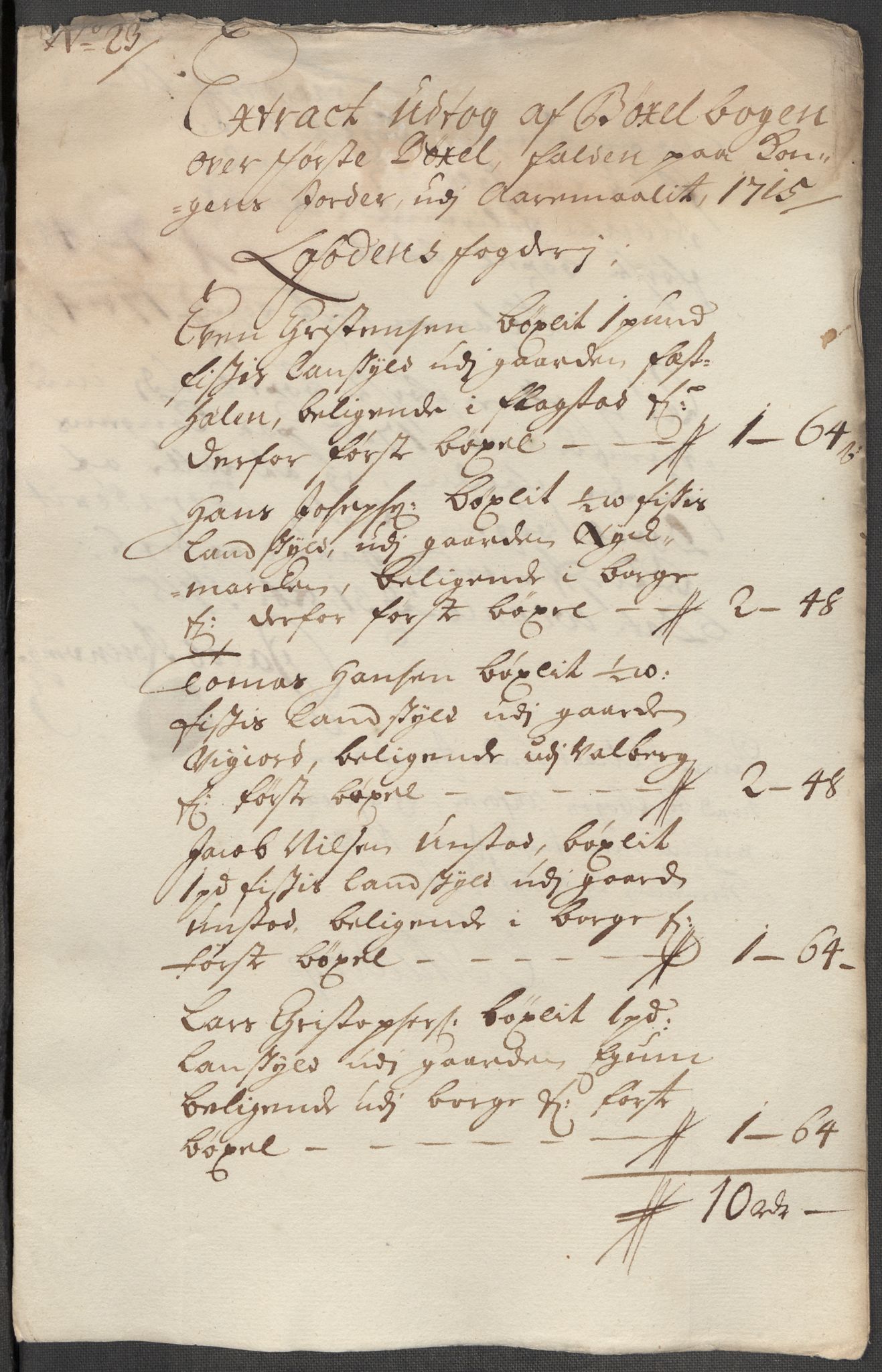 Rentekammeret inntil 1814, Reviderte regnskaper, Fogderegnskap, RA/EA-4092/R67/L4681: Fogderegnskap Vesterålen, Andenes og Lofoten, 1715, p. 161