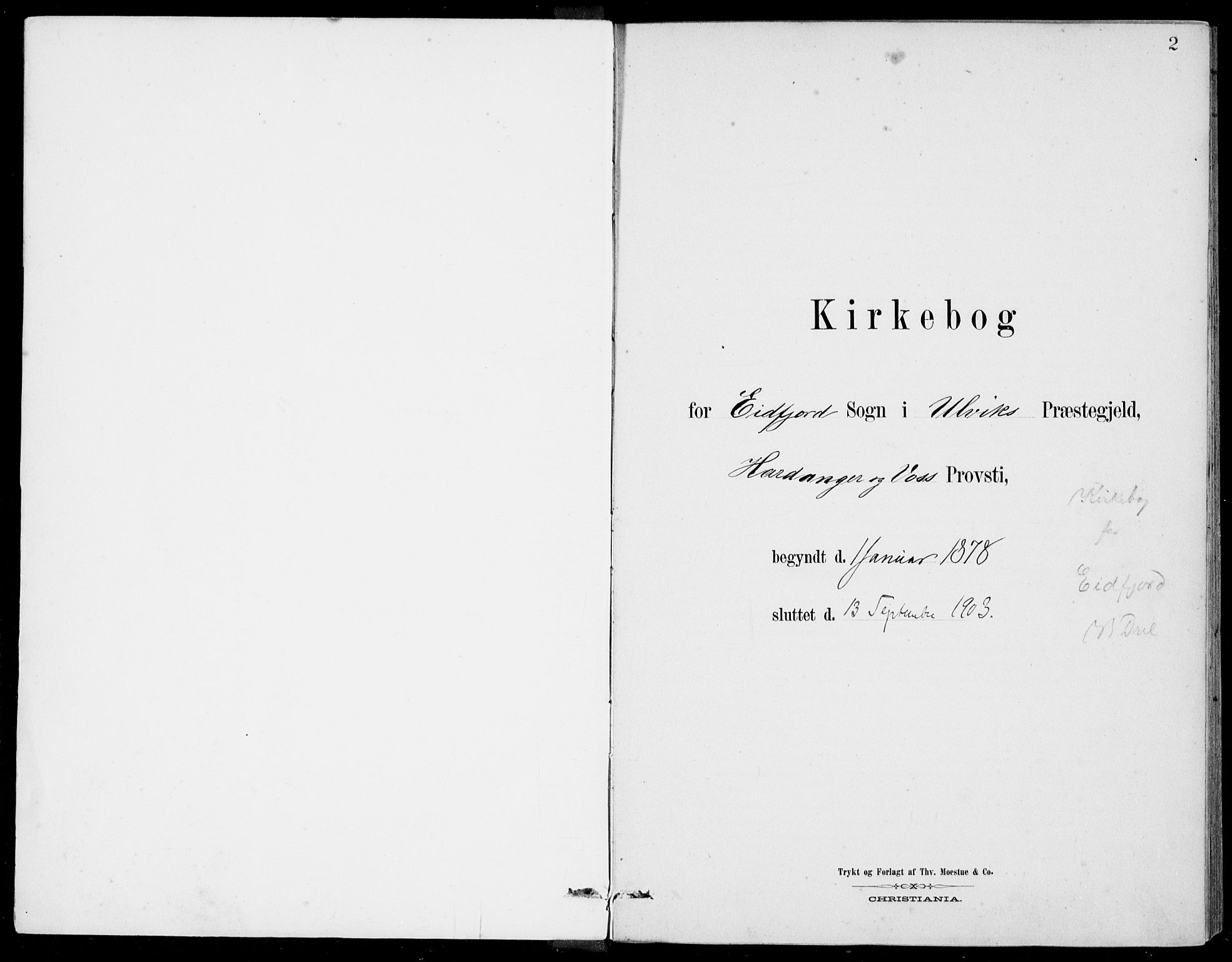 Ulvik sokneprestembete, SAB/A-78801/H/Haa: Parish register (official) no. D  1, 1878-1903, p. 2