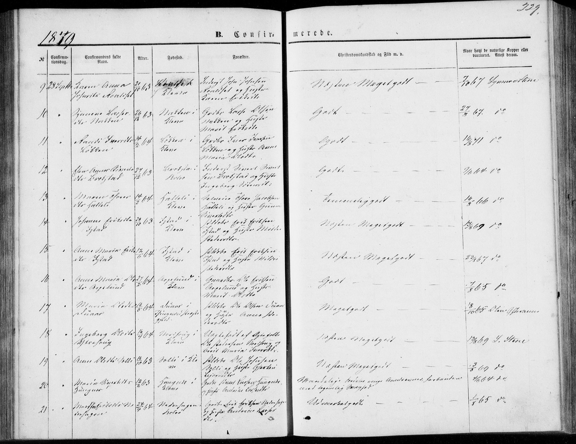 Ministerialprotokoller, klokkerbøker og fødselsregistre - Møre og Romsdal, AV/SAT-A-1454/557/L0681: Parish register (official) no. 557A03, 1869-1886, p. 229