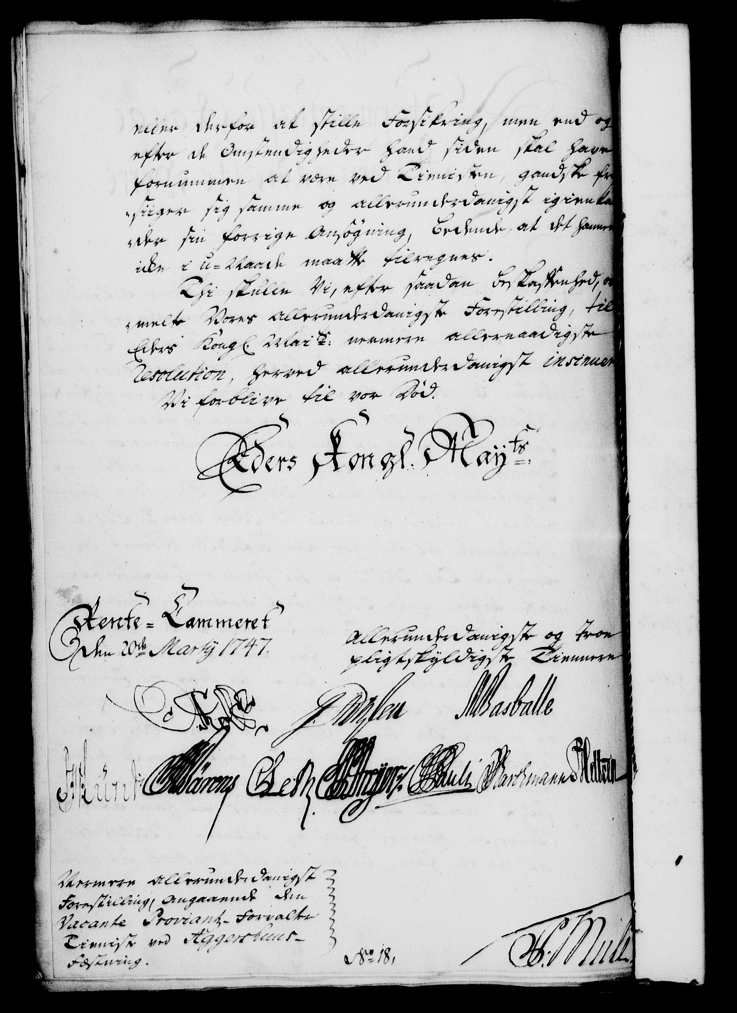 Rentekammeret, Kammerkanselliet, RA/EA-3111/G/Gf/Gfa/L0029: Norsk relasjons- og resolusjonsprotokoll (merket RK 52.29), 1746-1747, p. 271