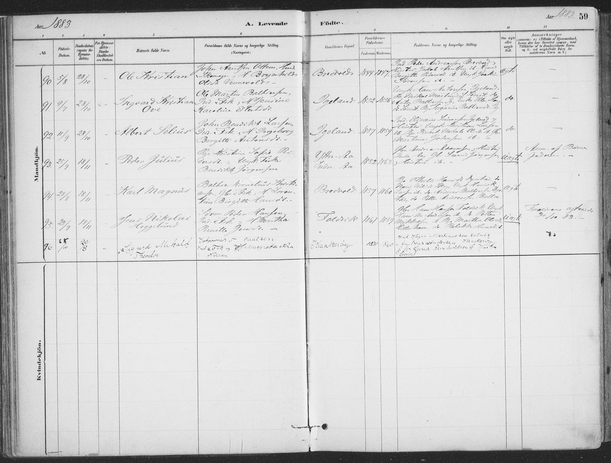 Ibestad sokneprestembete, SATØ/S-0077/H/Ha/Haa/L0011kirke: Parish register (official) no. 11, 1880-1889, p. 59