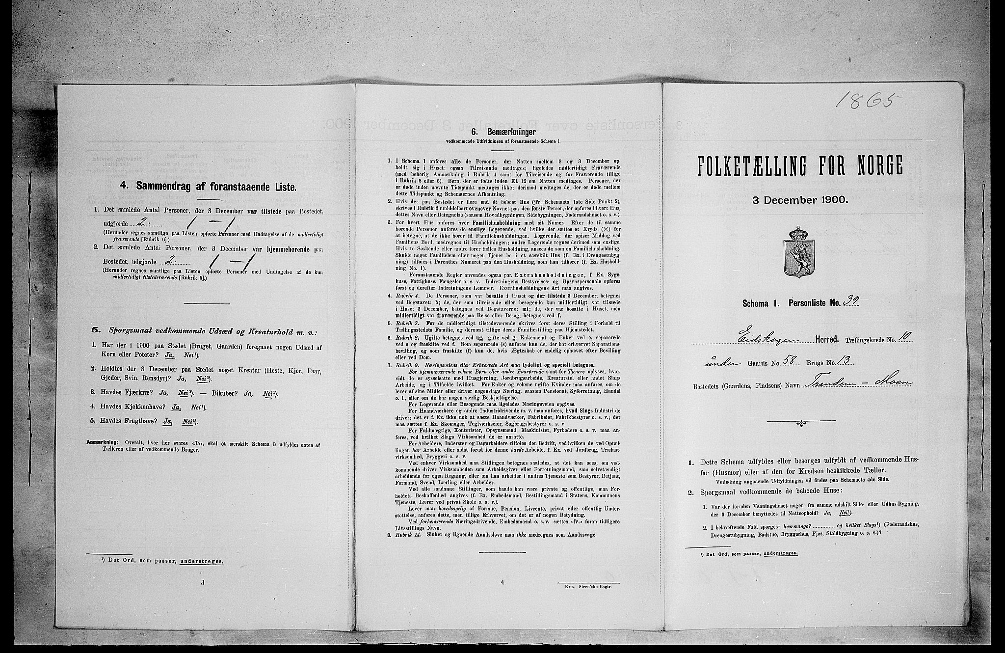 SAH, 1900 census for Eidskog, 1900, p. 1299