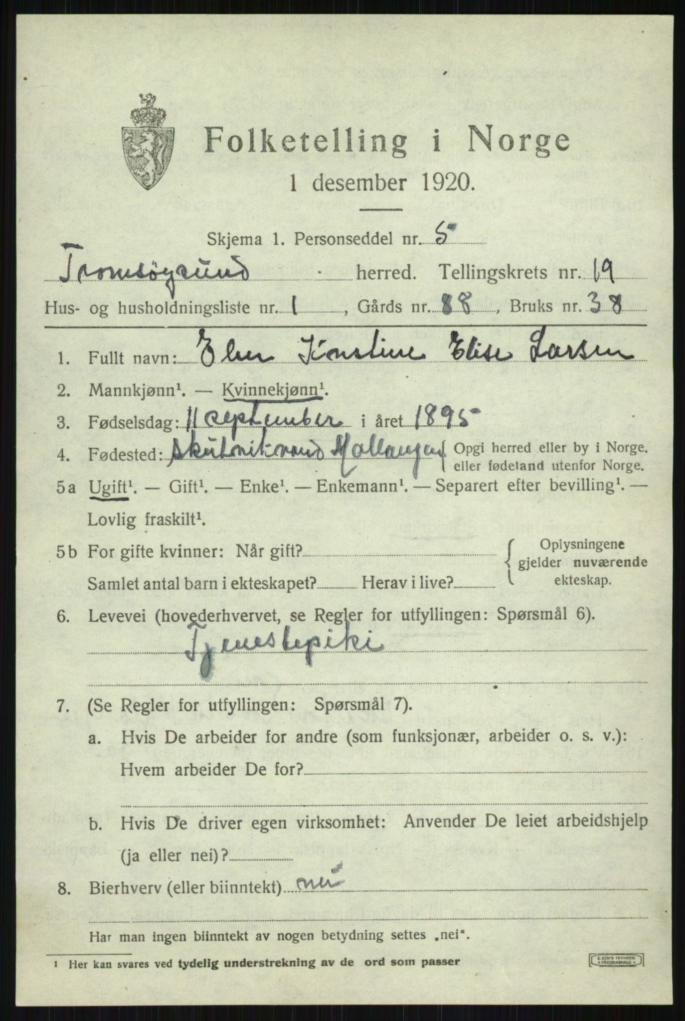 SATØ, 1920 census for Tromsøysund, 1920, p. 10212