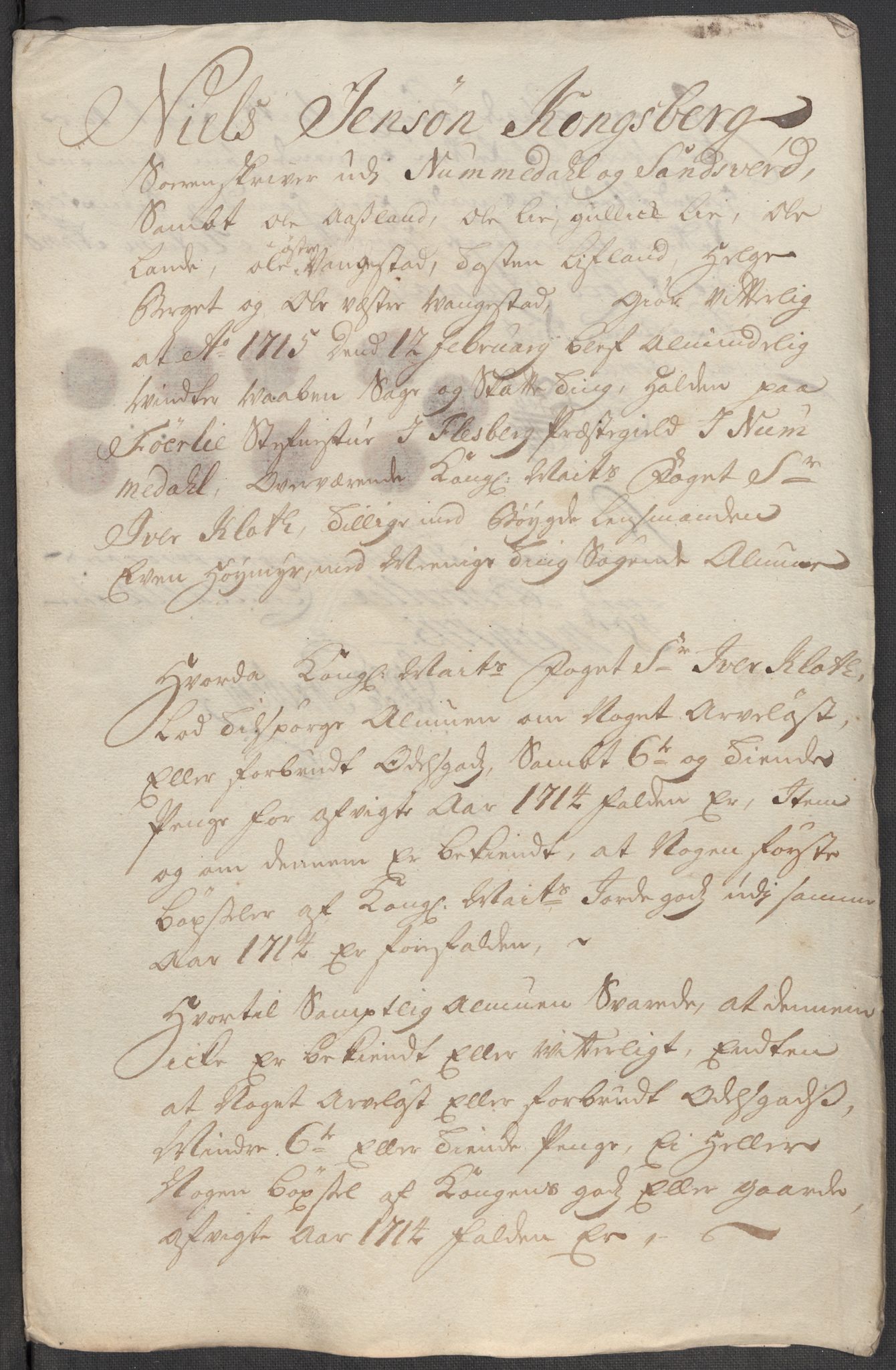 Rentekammeret inntil 1814, Reviderte regnskaper, Fogderegnskap, AV/RA-EA-4092/R24/L1589: Fogderegnskap Numedal og Sandsvær, 1714, p. 319