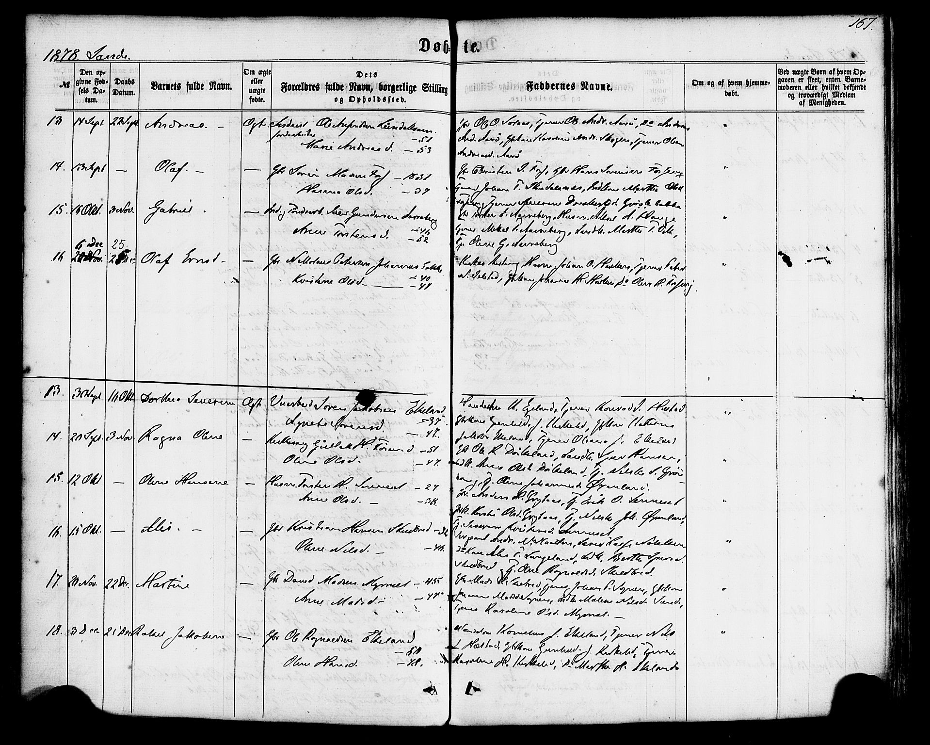Gaular sokneprestembete, AV/SAB-A-80001/H/Haa: Parish register (official) no. A 5, 1860-1881, p. 167