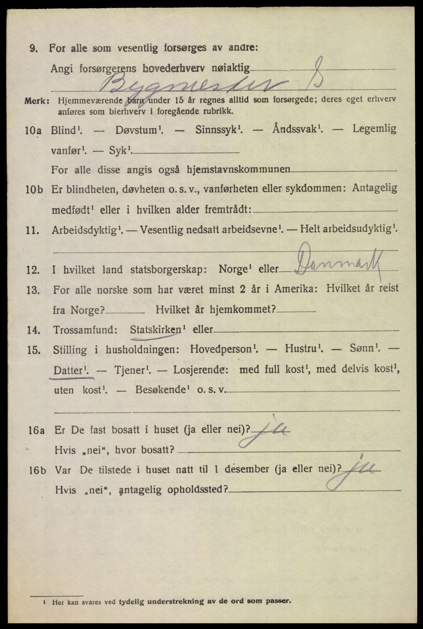 SAK, 1920 census for Oddernes, 1920, p. 13364