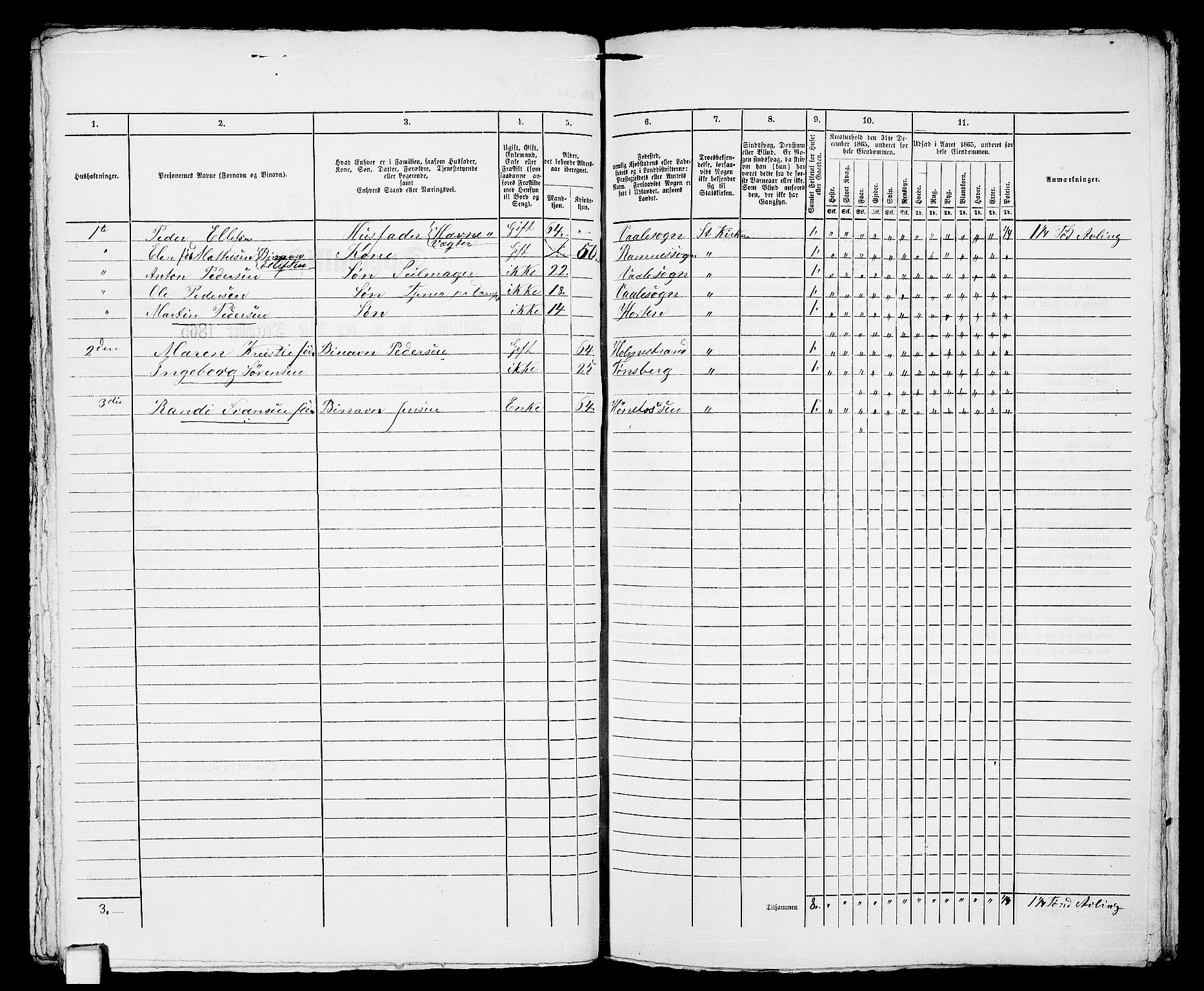 RA, 1865 census for Horten, 1865, p. 969