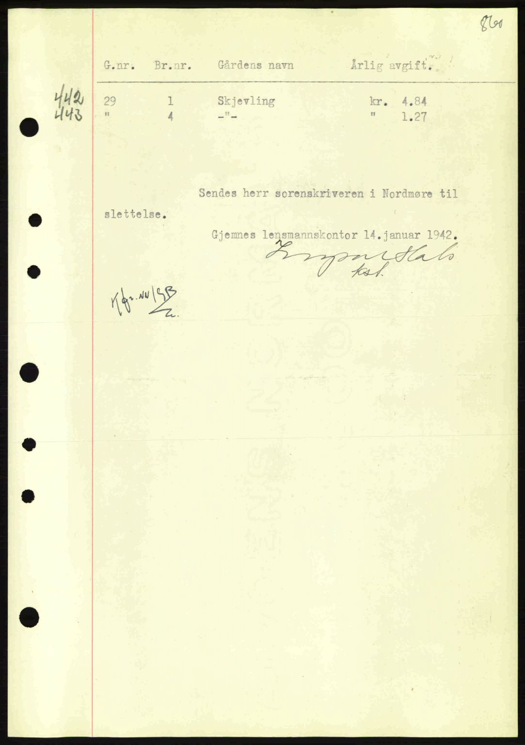 Nordmøre sorenskriveri, AV/SAT-A-4132/1/2/2Ca: Mortgage book no. B88, 1941-1942, Diary no: : 367/1942