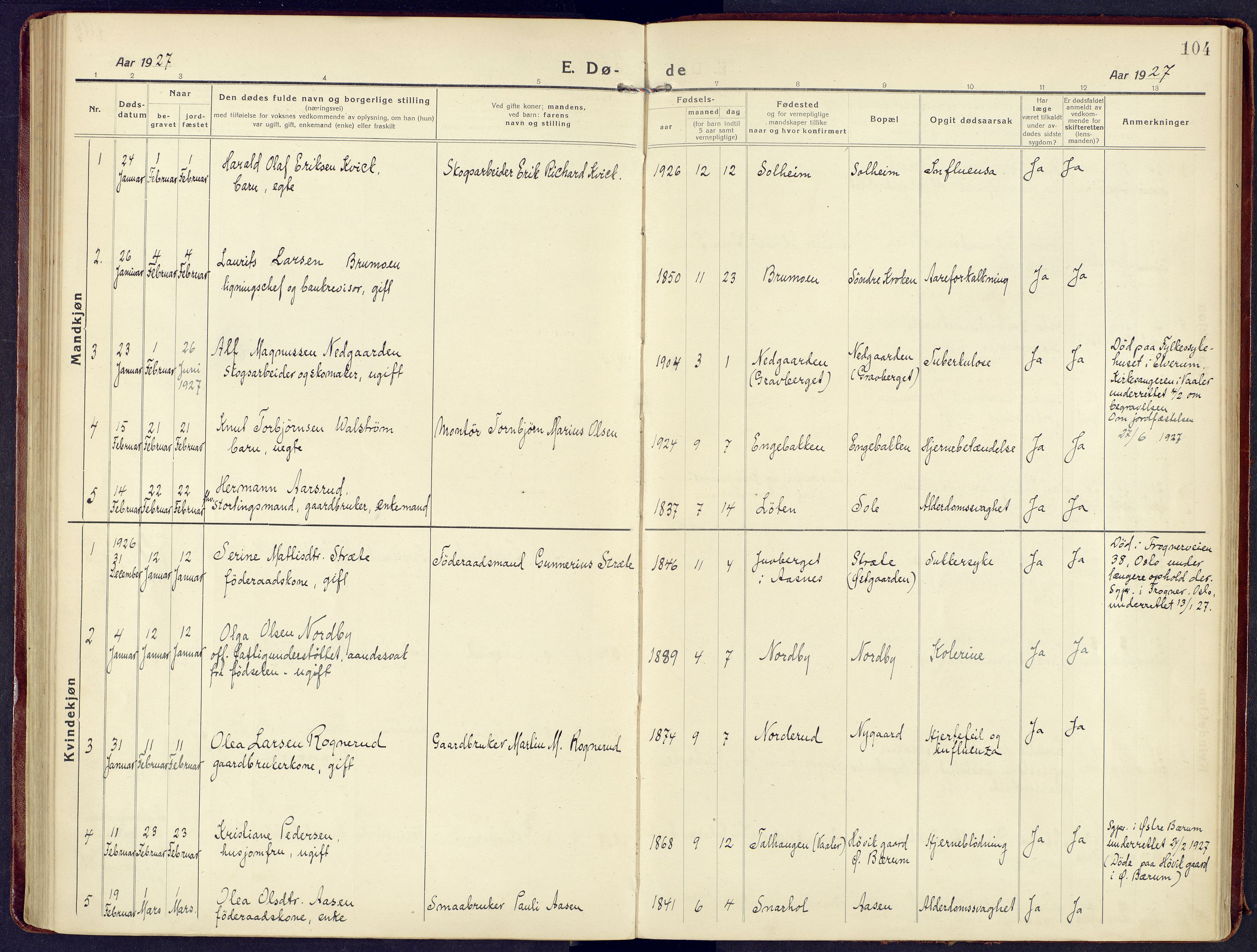 Våler prestekontor, Hedmark, AV/SAH-PREST-040/H/Ha/Haa/L0011: Parish register (official) no. 11, 1919-1933, p. 104