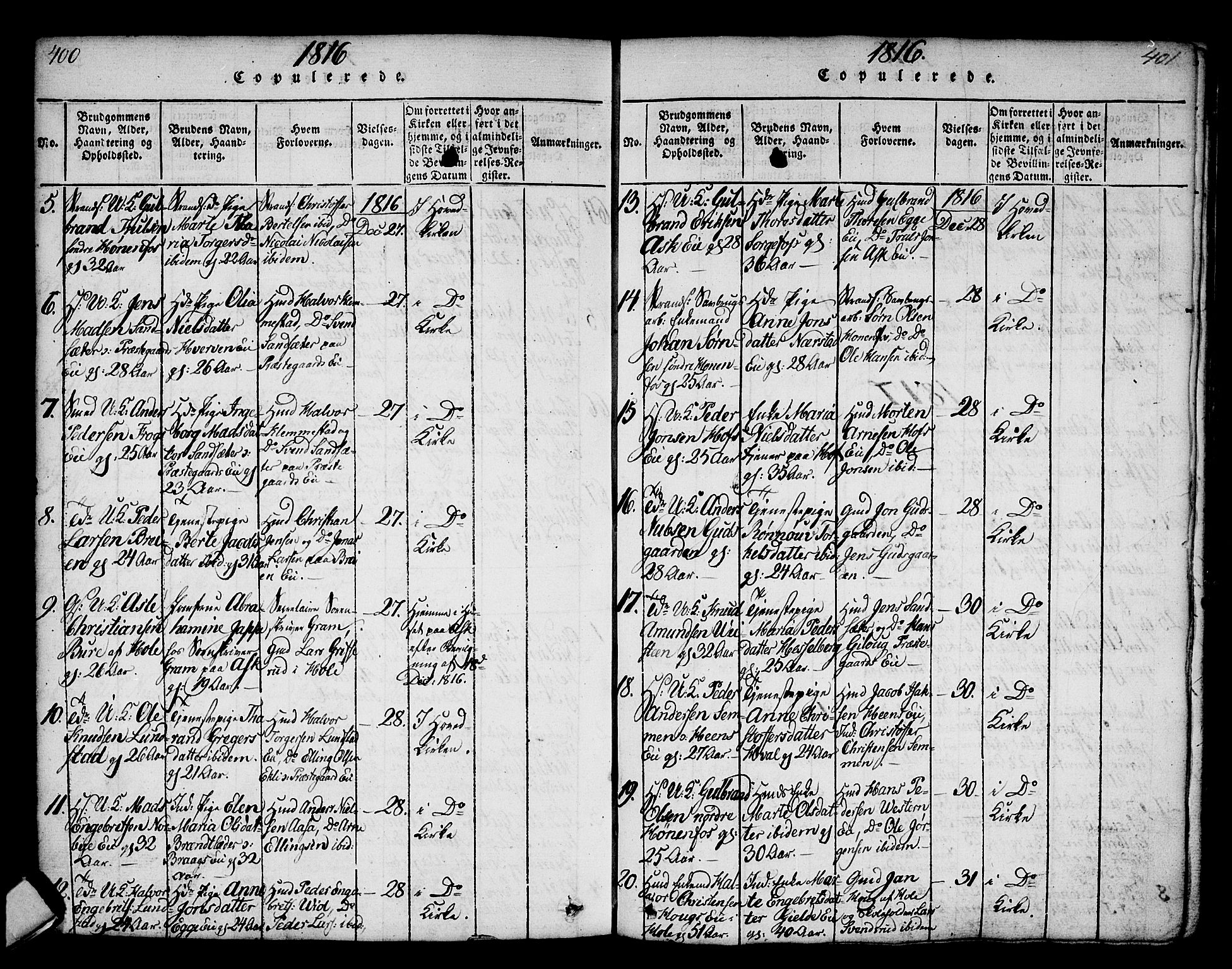 Norderhov kirkebøker, AV/SAKO-A-237/G/Ga/L0002: Parish register (copy) no. I 2, 1814-1867, p. 400-401