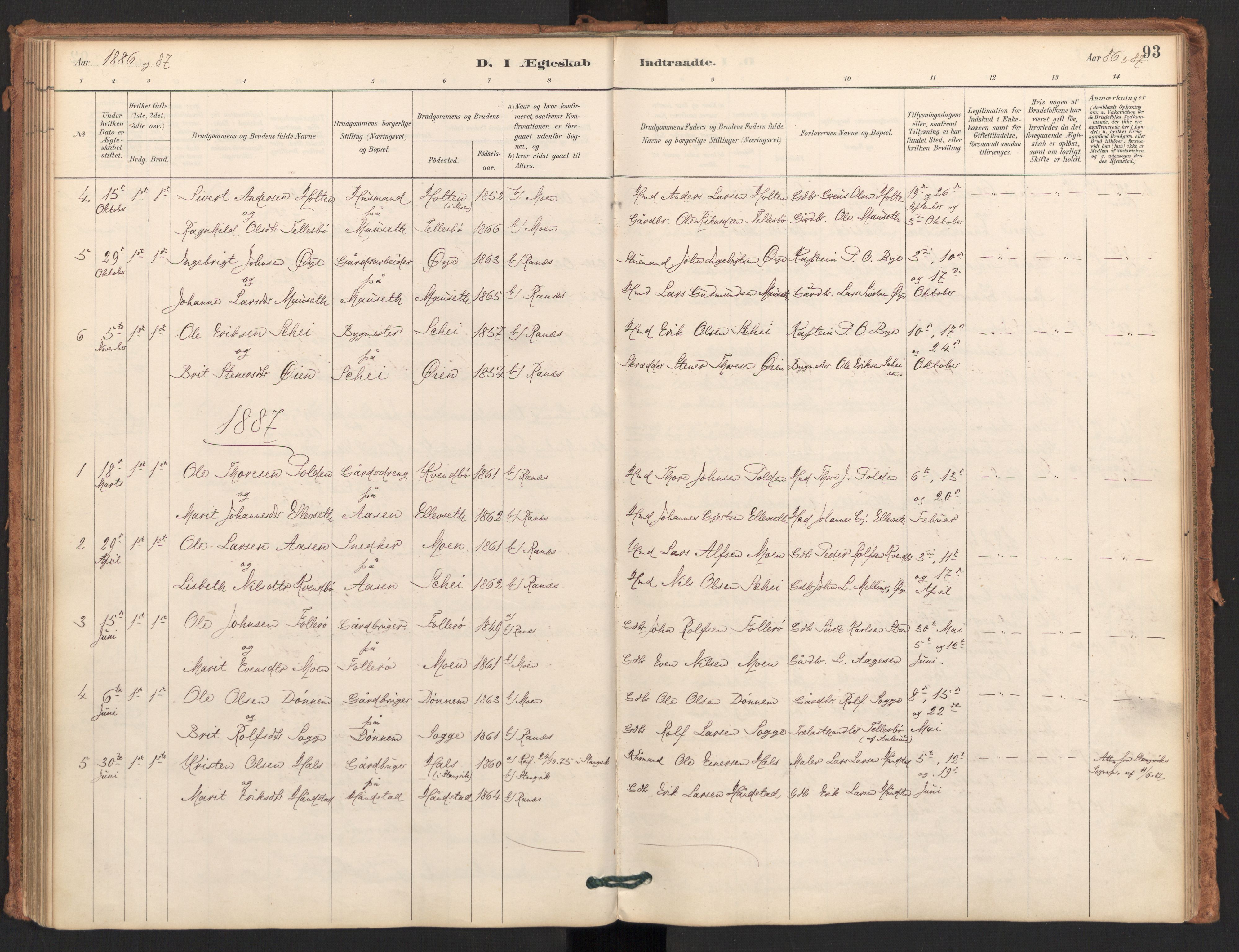 Ministerialprotokoller, klokkerbøker og fødselsregistre - Møre og Romsdal, AV/SAT-A-1454/596/L1056: Parish register (official) no. 596A01, 1885-1900, p. 93