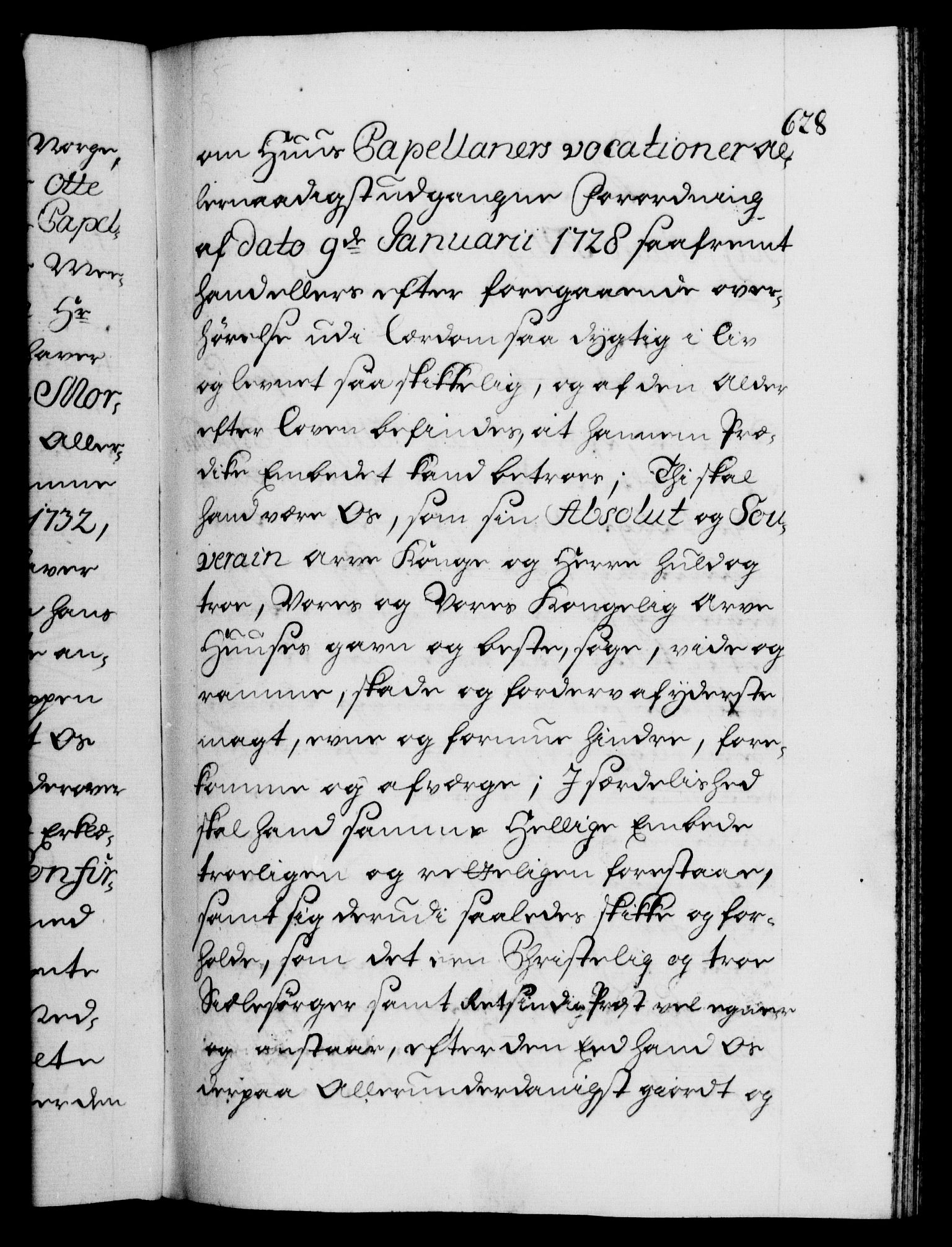 Danske Kanselli 1572-1799, AV/RA-EA-3023/F/Fc/Fca/Fcaa/L0027: Norske registre, 1730-1732, p. 628a