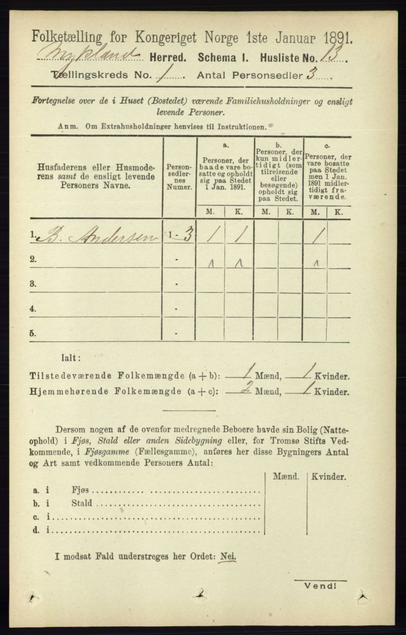 RA, 1891 census for 0932 Mykland, 1891, p. 24