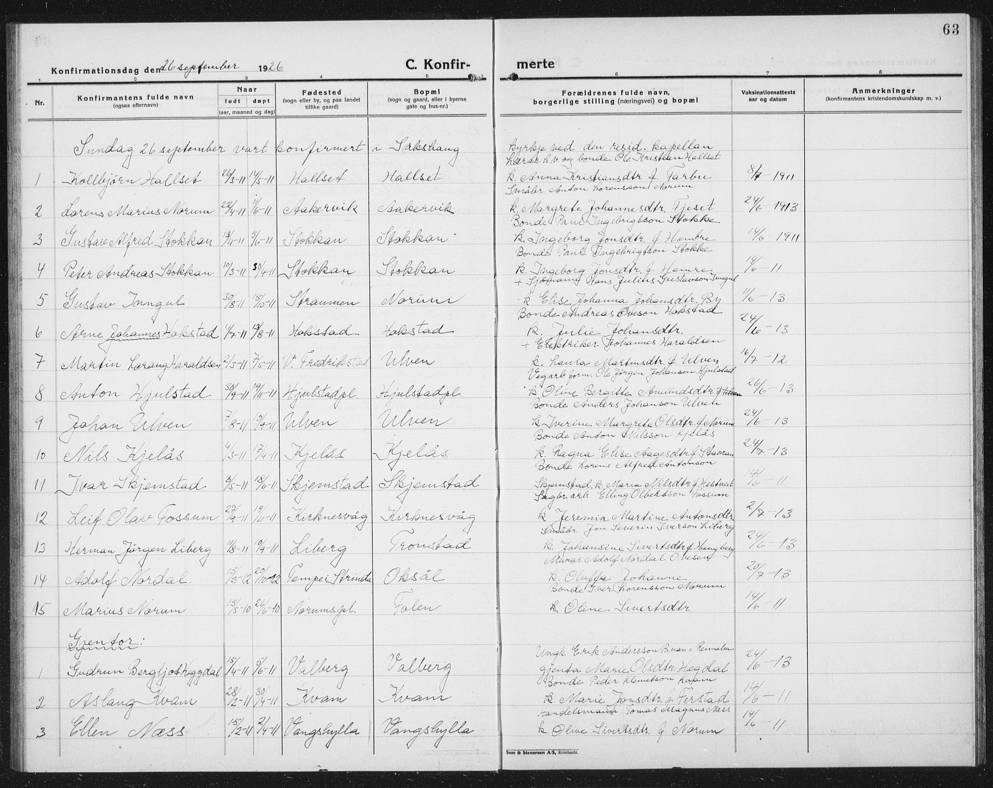 Ministerialprotokoller, klokkerbøker og fødselsregistre - Nord-Trøndelag, SAT/A-1458/730/L0303: Parish register (copy) no. 730C06, 1924-1933, p. 63