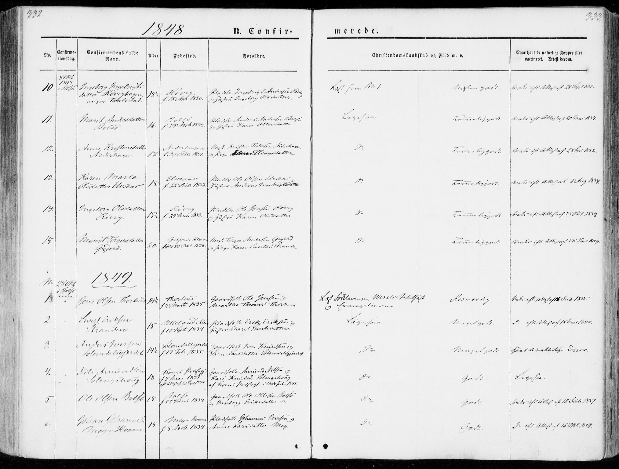 Ministerialprotokoller, klokkerbøker og fødselsregistre - Møre og Romsdal, SAT/A-1454/555/L0653: Parish register (official) no. 555A04, 1843-1869, p. 332-333