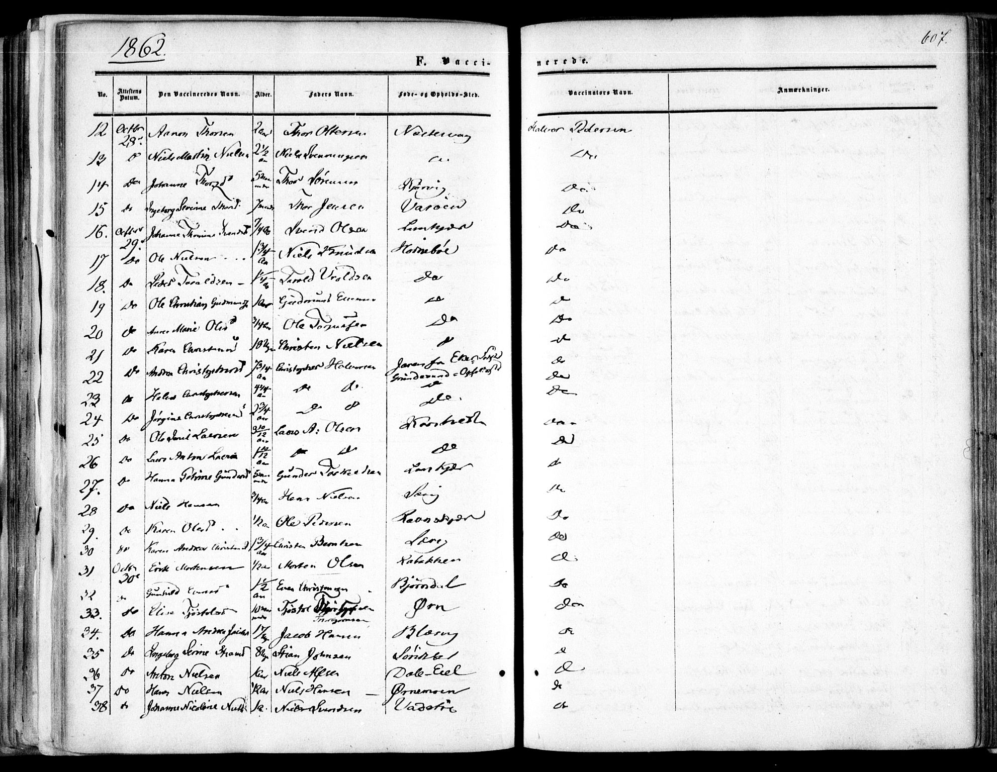 Søndeled sokneprestkontor, AV/SAK-1111-0038/F/Fa/L0003: Parish register (official) no. A 3, 1861-1879, p. 607