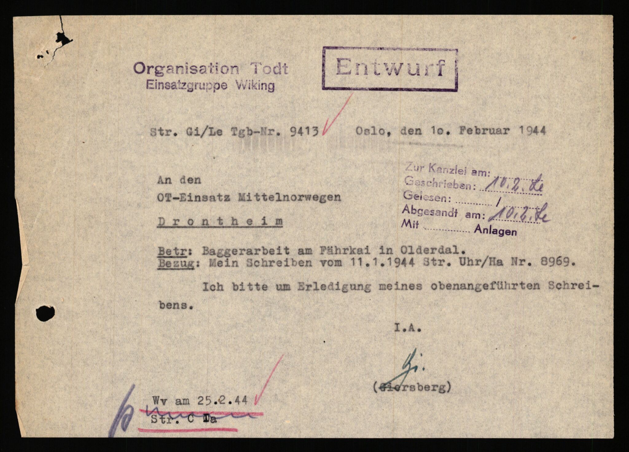 Tyske arkiver, Organisation Todt (OT), Einsatzgruppe Wiking, AV/RA-RAFA-2188/1/E/E2/E2d/L0023: Fähren und Anlegen, 1942-1944, p. 81