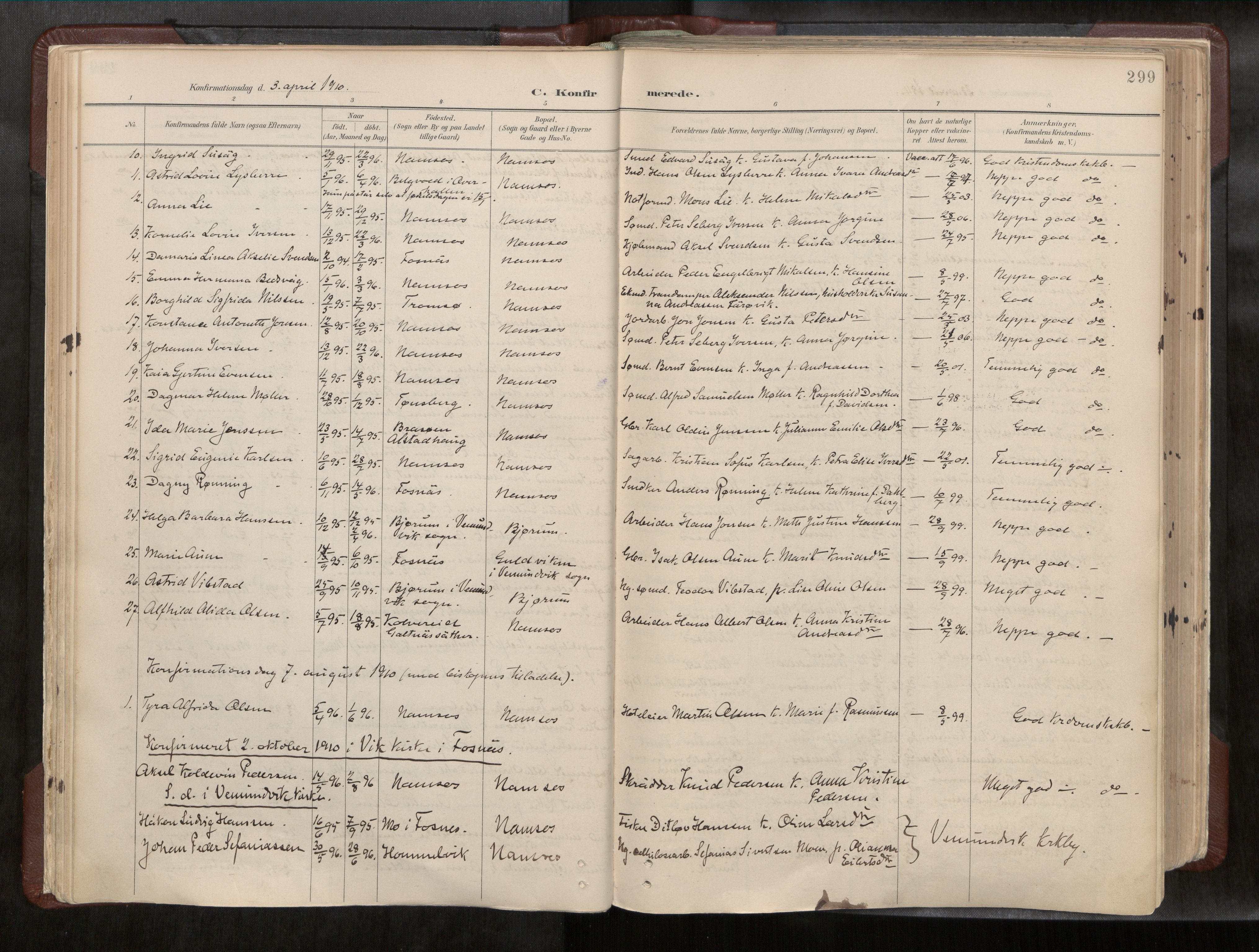 Ministerialprotokoller, klokkerbøker og fødselsregistre - Nord-Trøndelag, AV/SAT-A-1458/768/L0579a: Parish register (official) no. 768A14, 1887-1931, p. 299