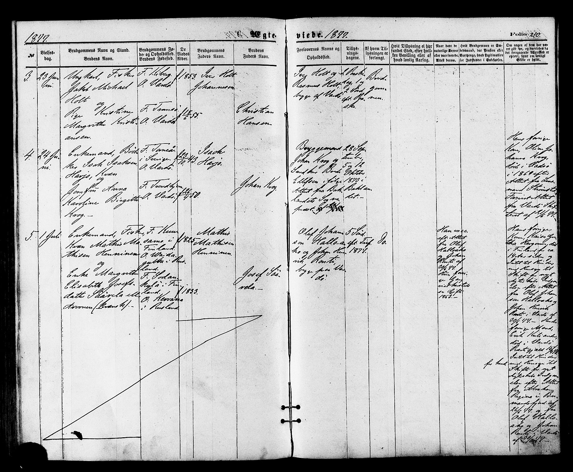 Vardø sokneprestkontor, SATØ/S-1332/H/Ha/L0005kirke: Parish register (official) no. 5, 1872-1878, p. 210