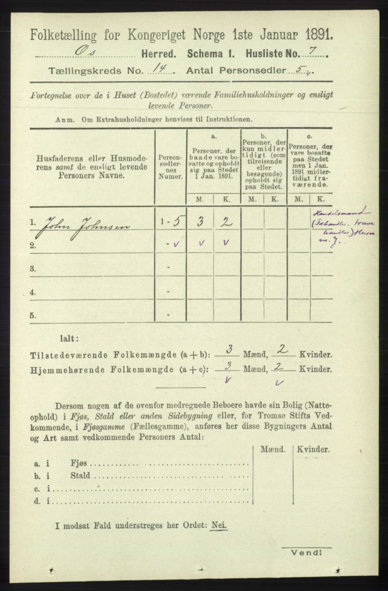 RA, 1891 census for 1243 Os, 1891, p. 3064