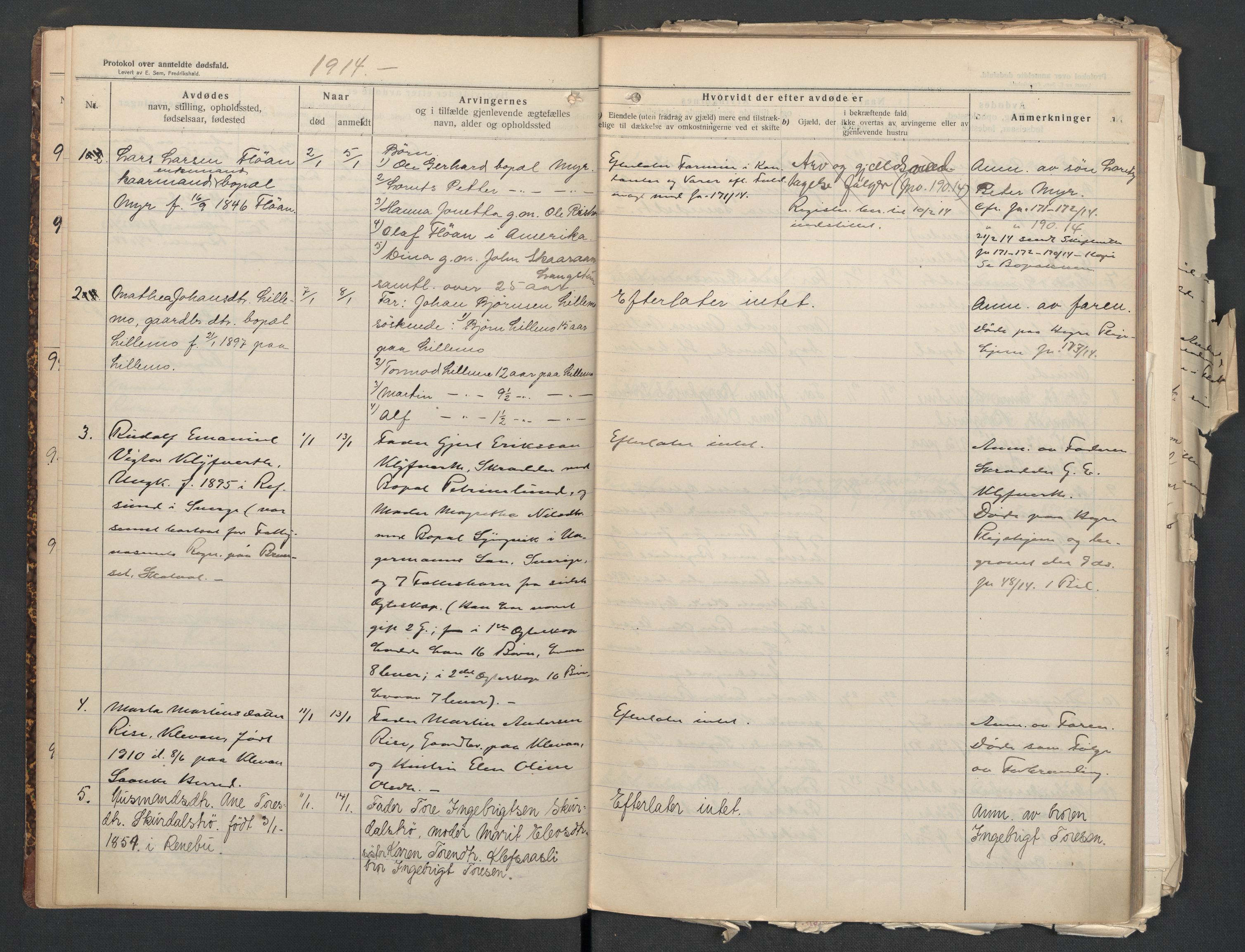 Nedre Stjørdal lensmannskontor, AV/SAT-A-1044/02/L0003: 2.01.03 Dødsfallsprotokoller, 1913-1917