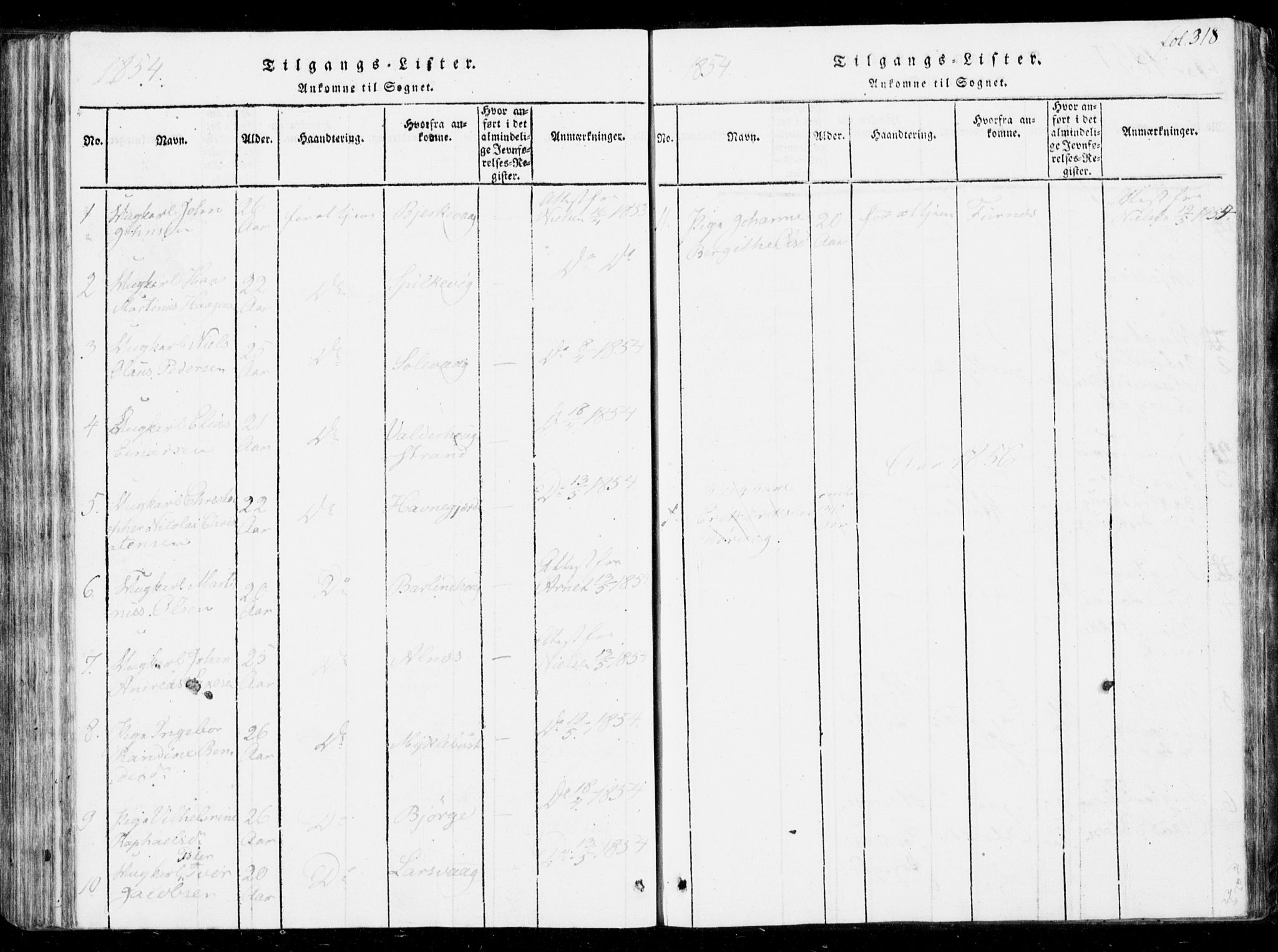 Ministerialprotokoller, klokkerbøker og fødselsregistre - Møre og Romsdal, AV/SAT-A-1454/537/L0517: Parish register (official) no. 537A01, 1818-1862, p. 318