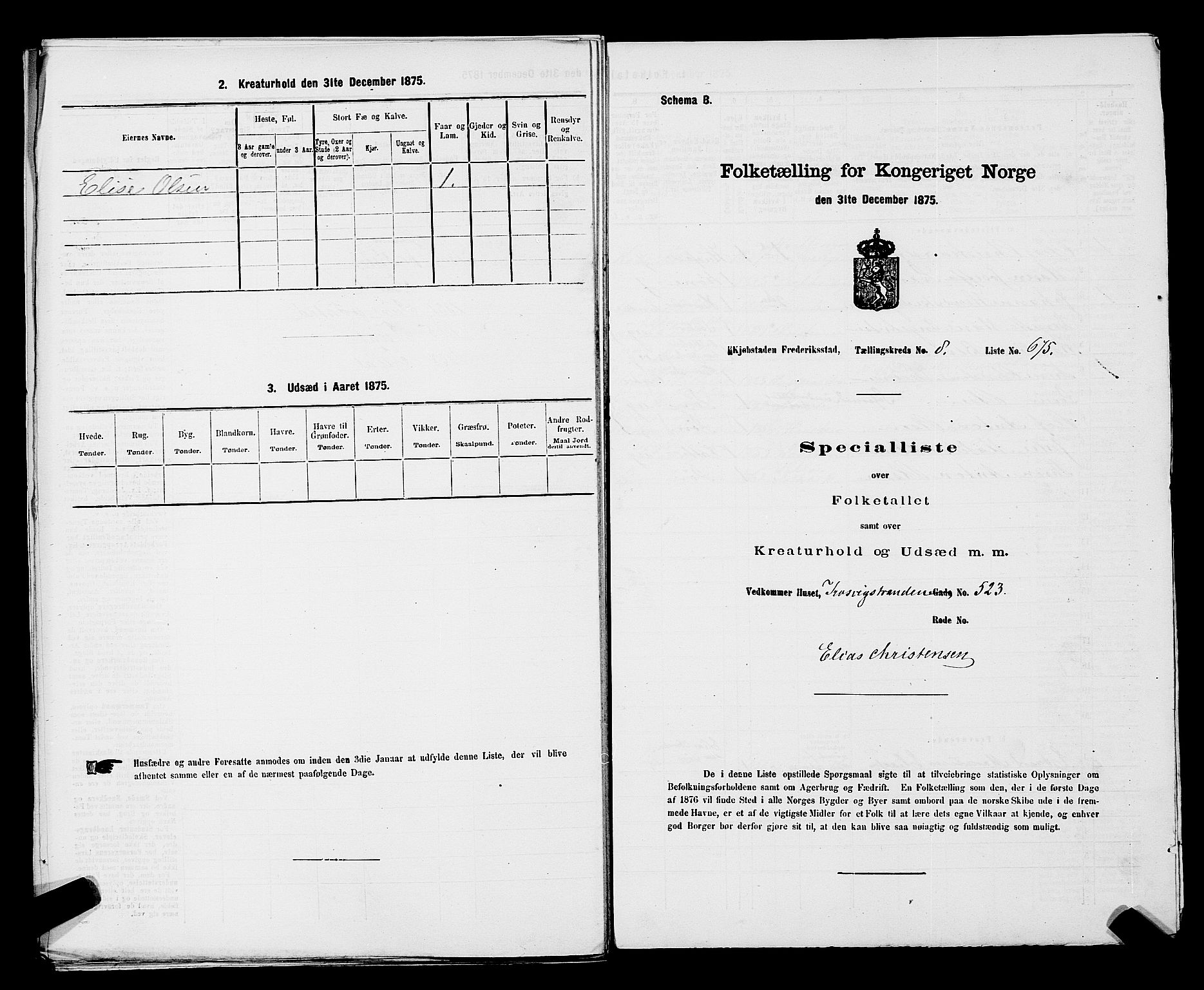 RA, 1875 census for 0103B Fredrikstad/Fredrikstad, 1875, p. 1528