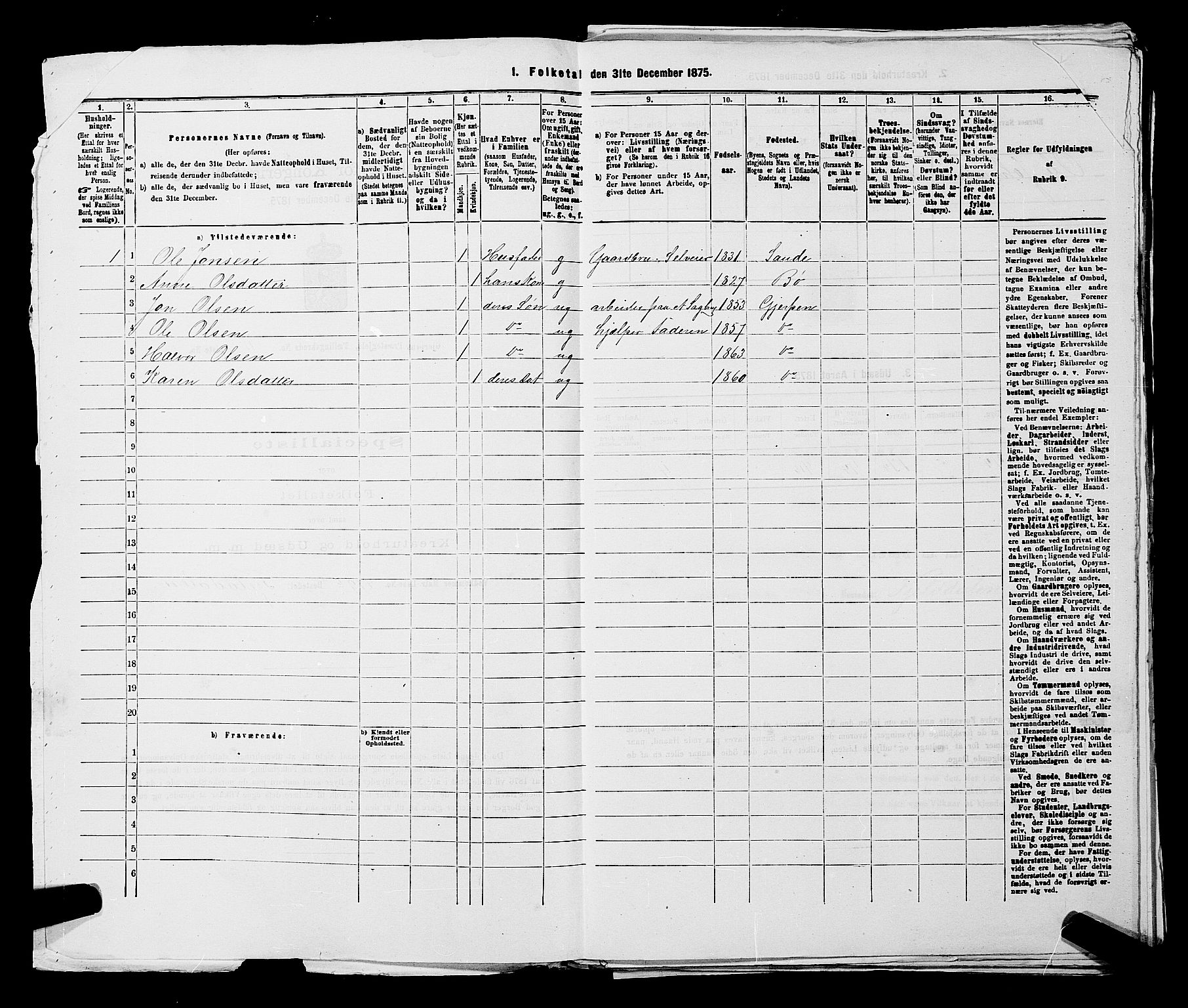 SAKO, 1875 census for 0812P Gjerpen, 1875, p. 1632