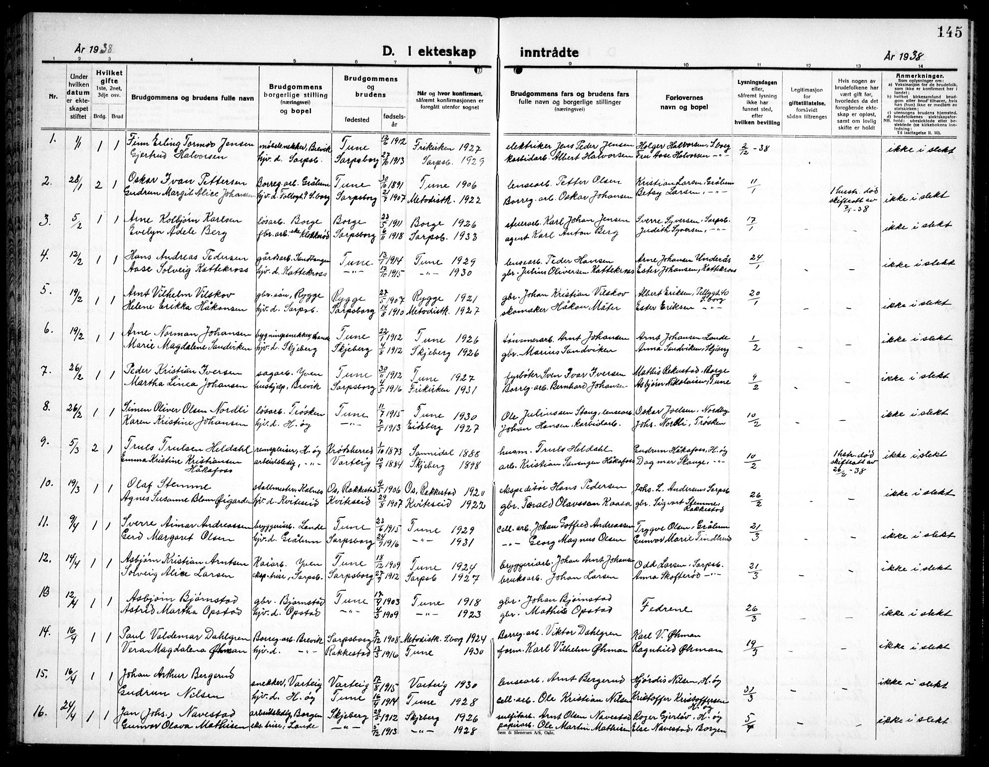 Tune prestekontor Kirkebøker, SAO/A-2007/G/Ga/L0005: Parish register (copy) no. I 5, 1929-1939, p. 145