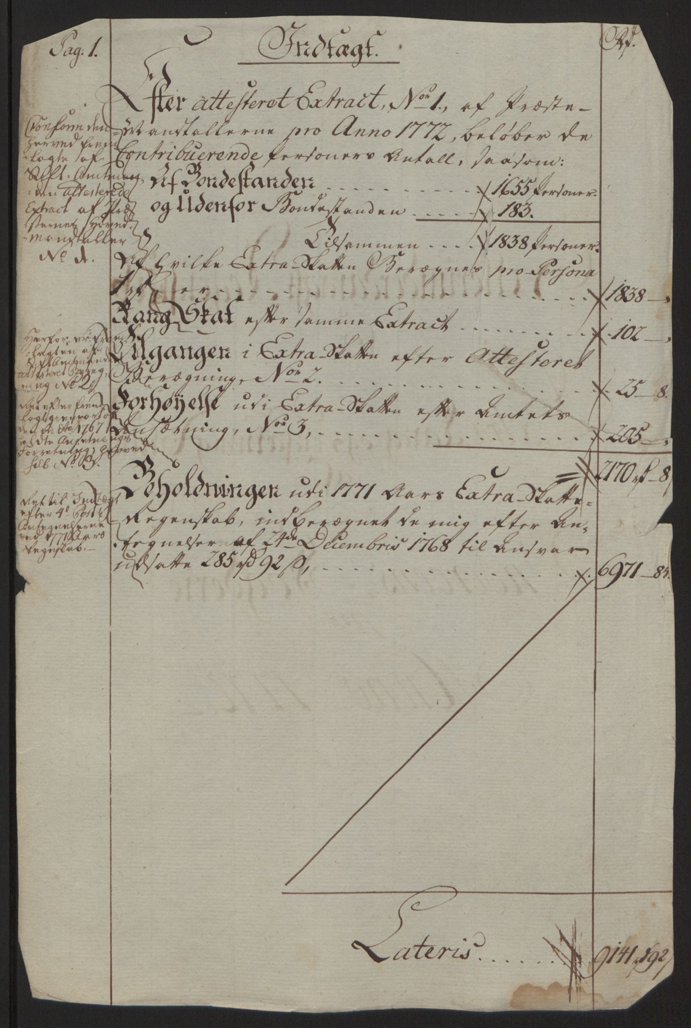 Rentekammeret inntil 1814, Reviderte regnskaper, Fogderegnskap, AV/RA-EA-4092/R63/L4420: Ekstraskatten Inderøy, 1762-1772, p. 479