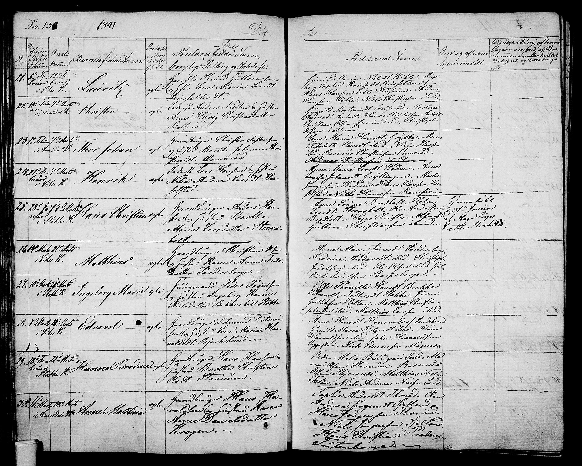 Stokke kirkebøker, AV/SAKO-A-320/F/Fa/L0006: Parish register (official) no. I 6, 1826-1843, p. 134