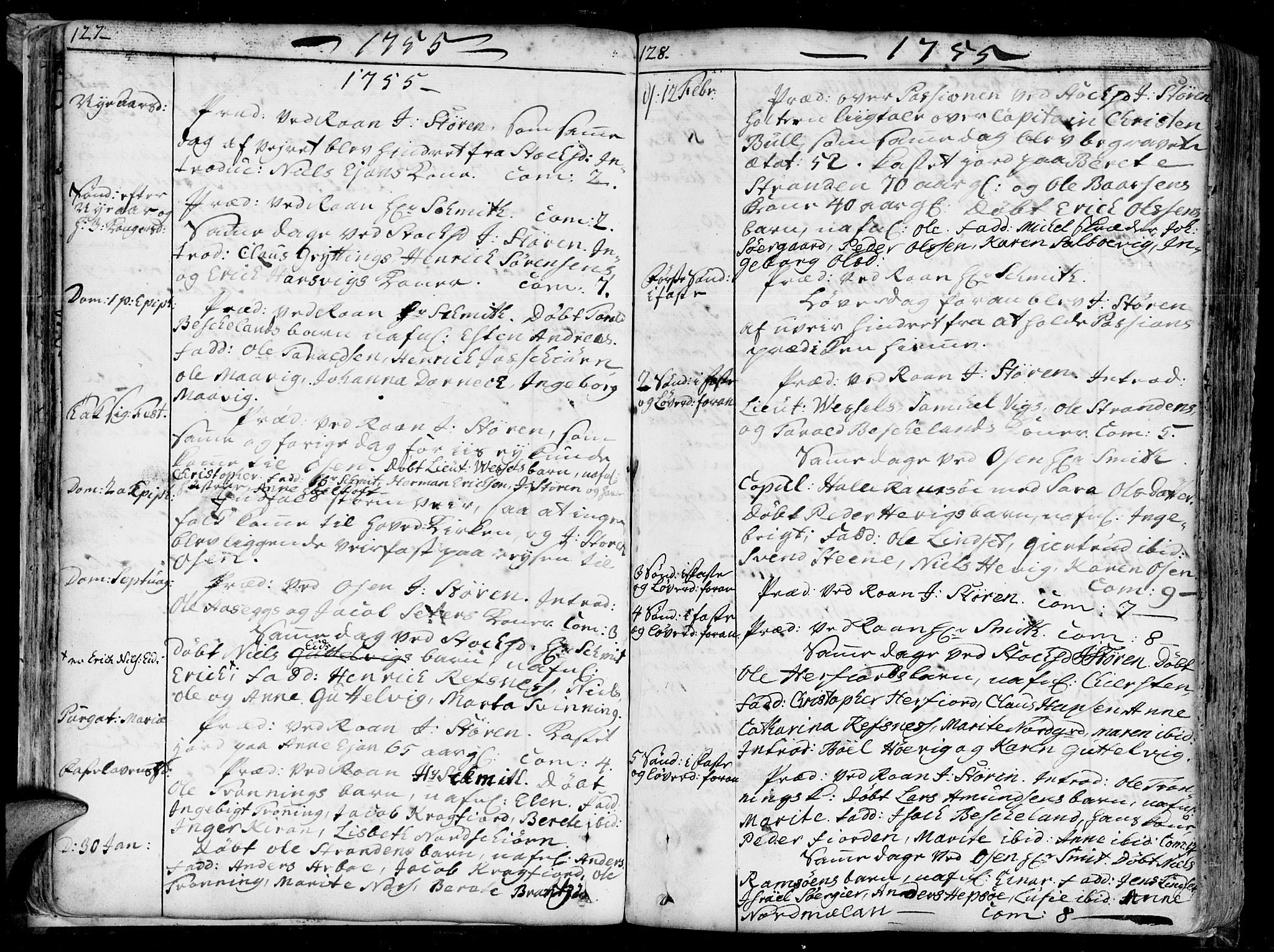Ministerialprotokoller, klokkerbøker og fødselsregistre - Sør-Trøndelag, SAT/A-1456/657/L0700: Parish register (official) no. 657A01, 1732-1801, p. 127-128