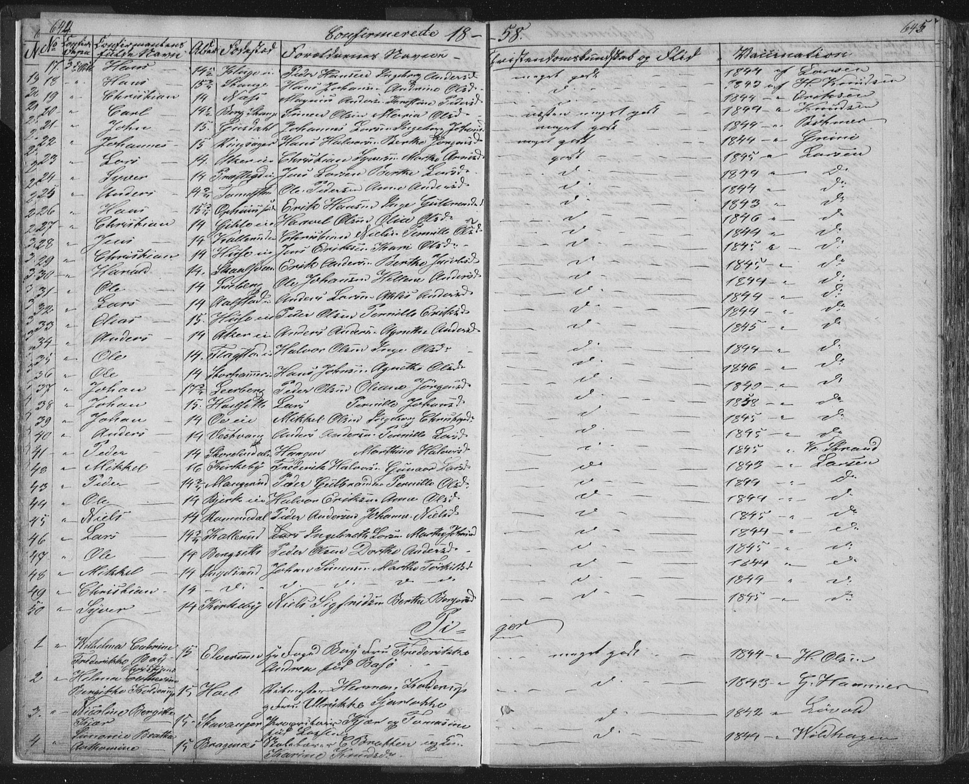 Vang prestekontor, Hedmark, SAH/PREST-008/H/Ha/Hab/L0010B: Parish register (copy) no. 10b, 1854-1896, p. 644-645