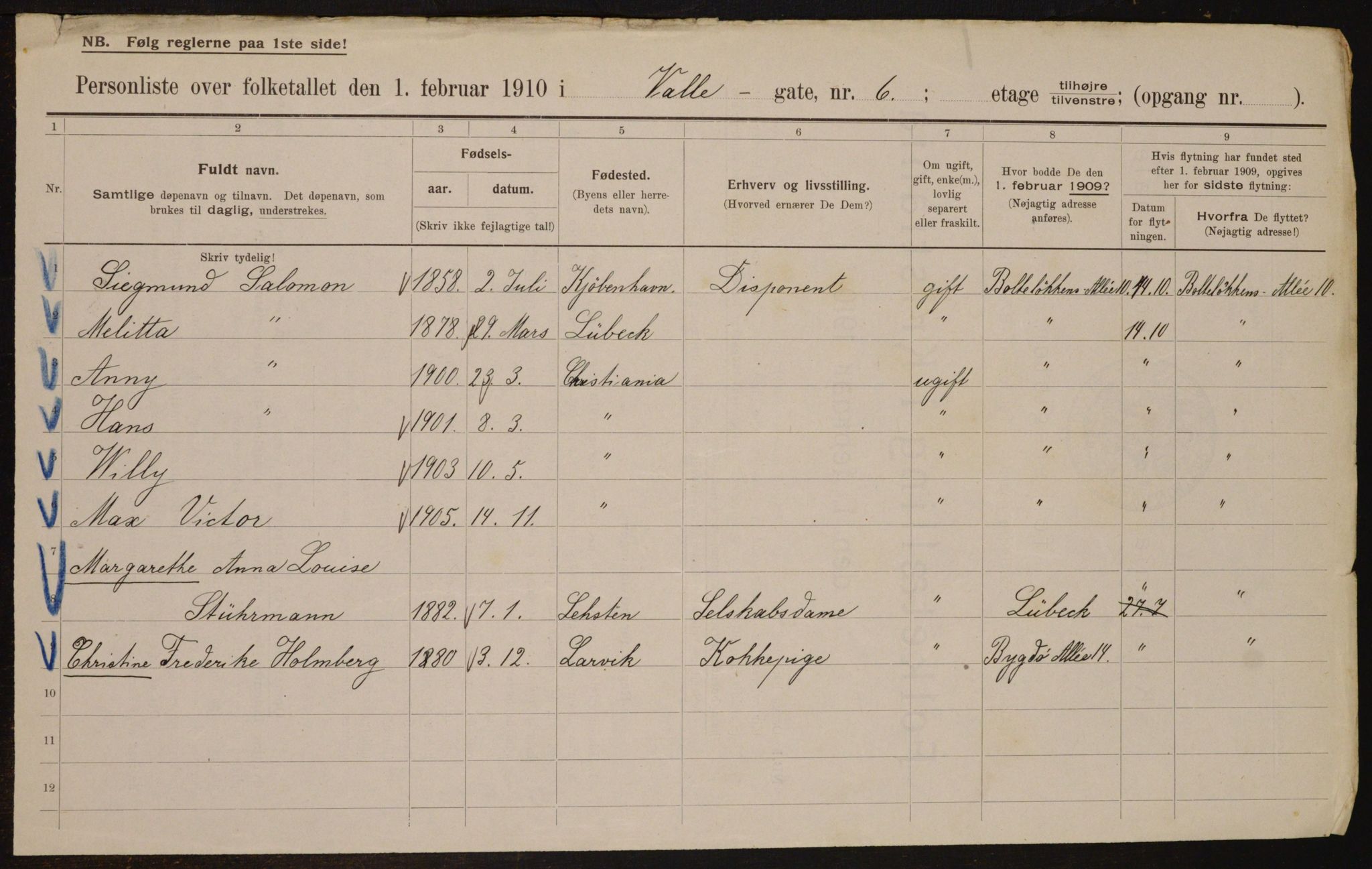 OBA, Municipal Census 1910 for Kristiania, 1910, p. 115498