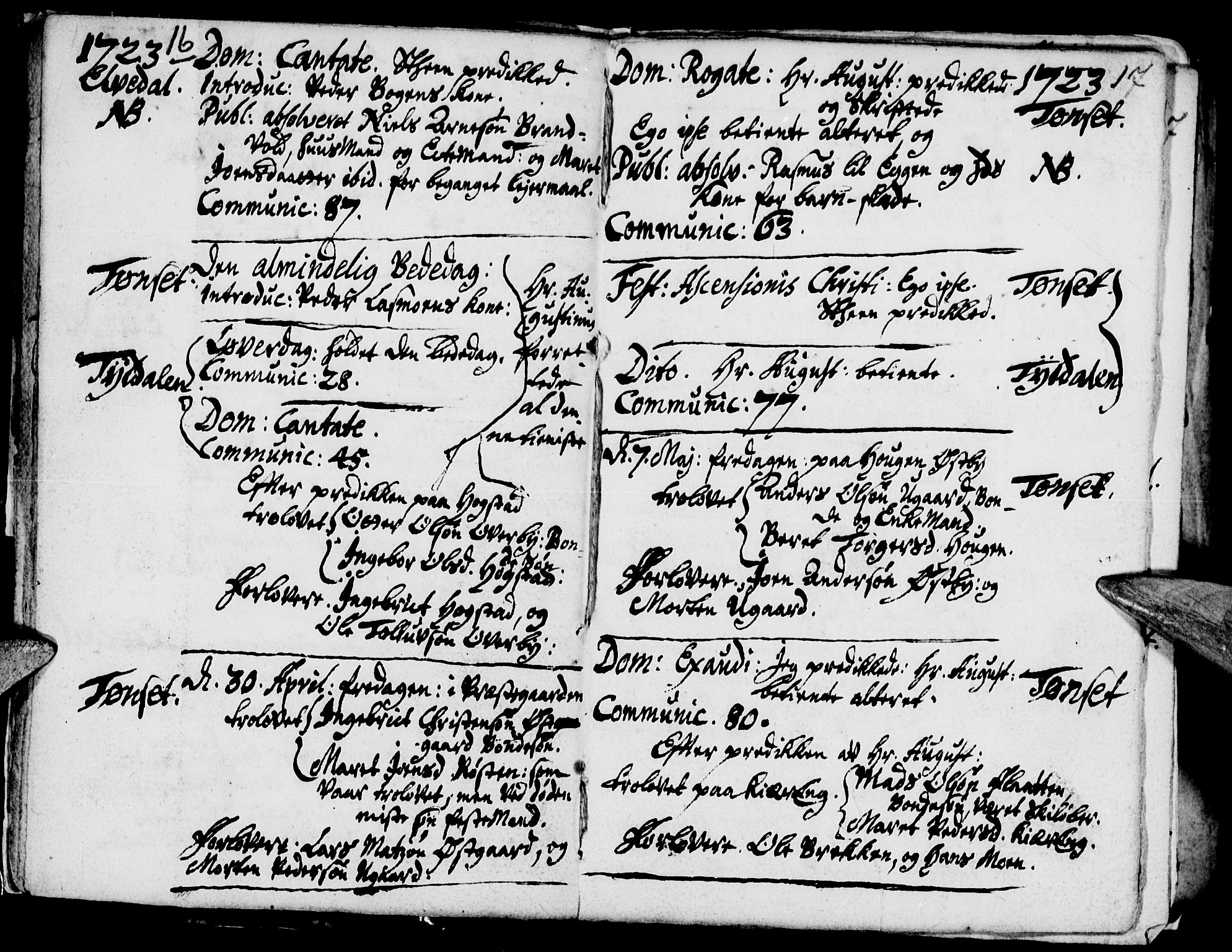 Tynset prestekontor, SAH/PREST-058/H/Ha/Haa/L0001: Parish register (official) no. 1, 1722-1732, p. 16-17