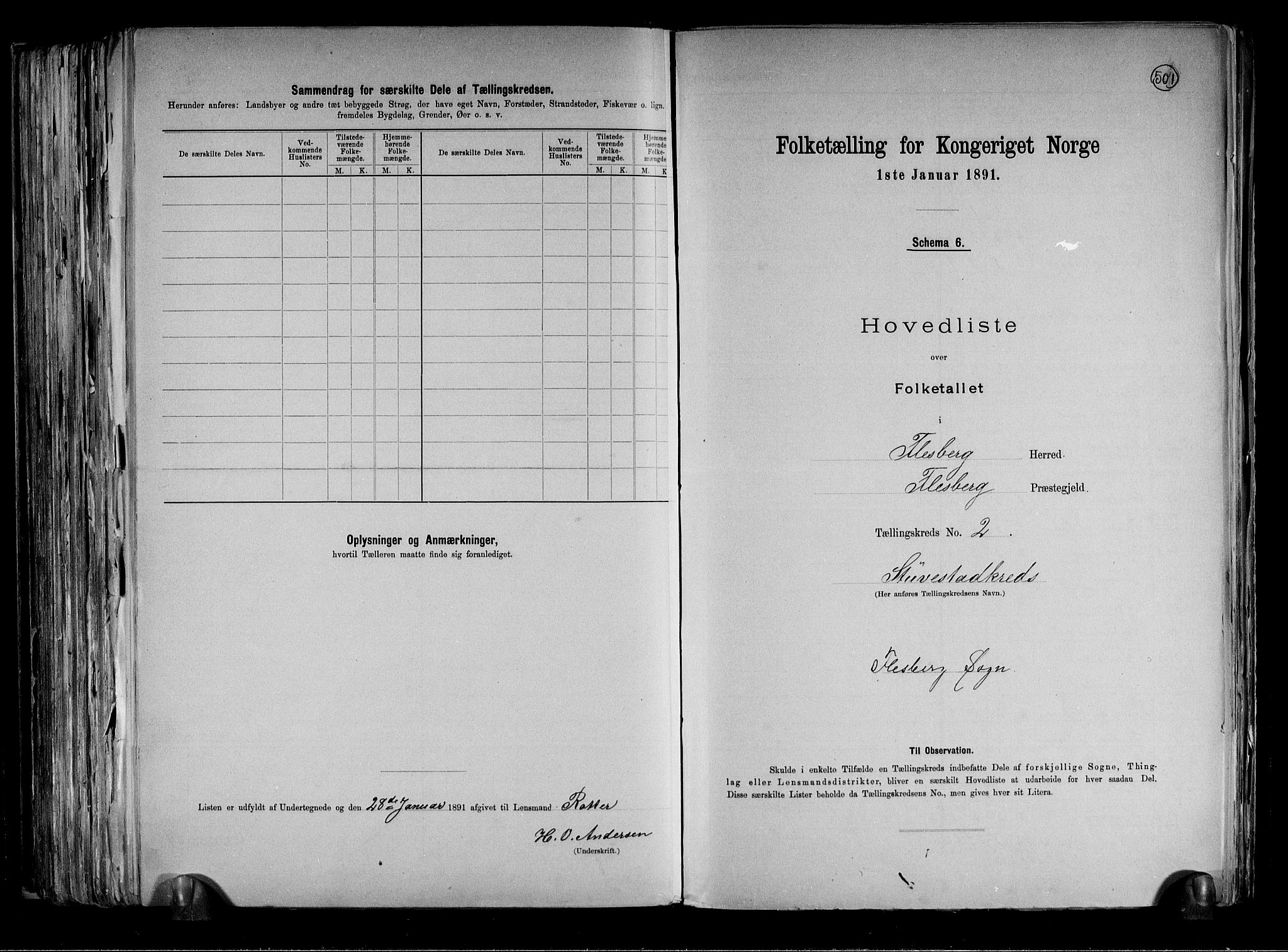 RA, 1891 census for 0631 Flesberg, 1891, p. 6