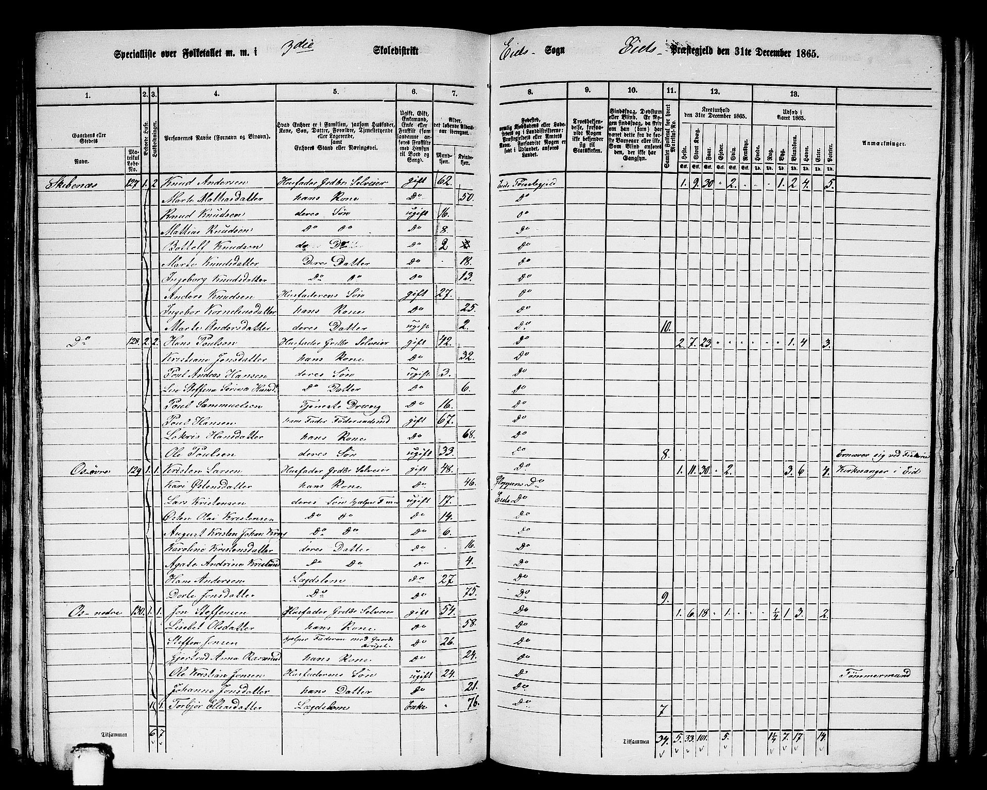 RA, 1865 census for Eid, 1865, p. 124