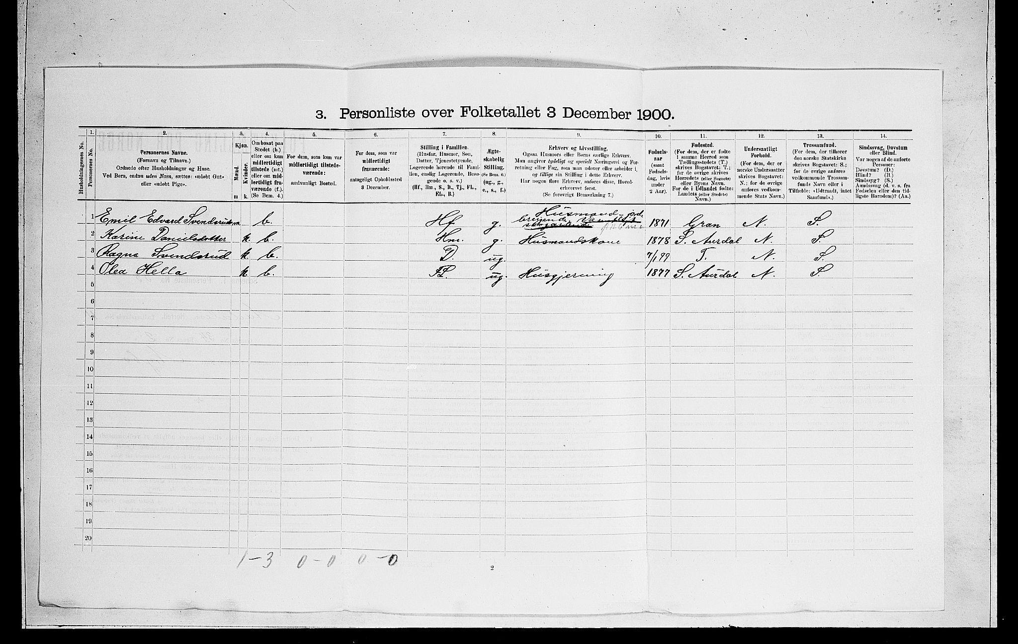 RA, 1900 census for Ådal, 1900, p. 803