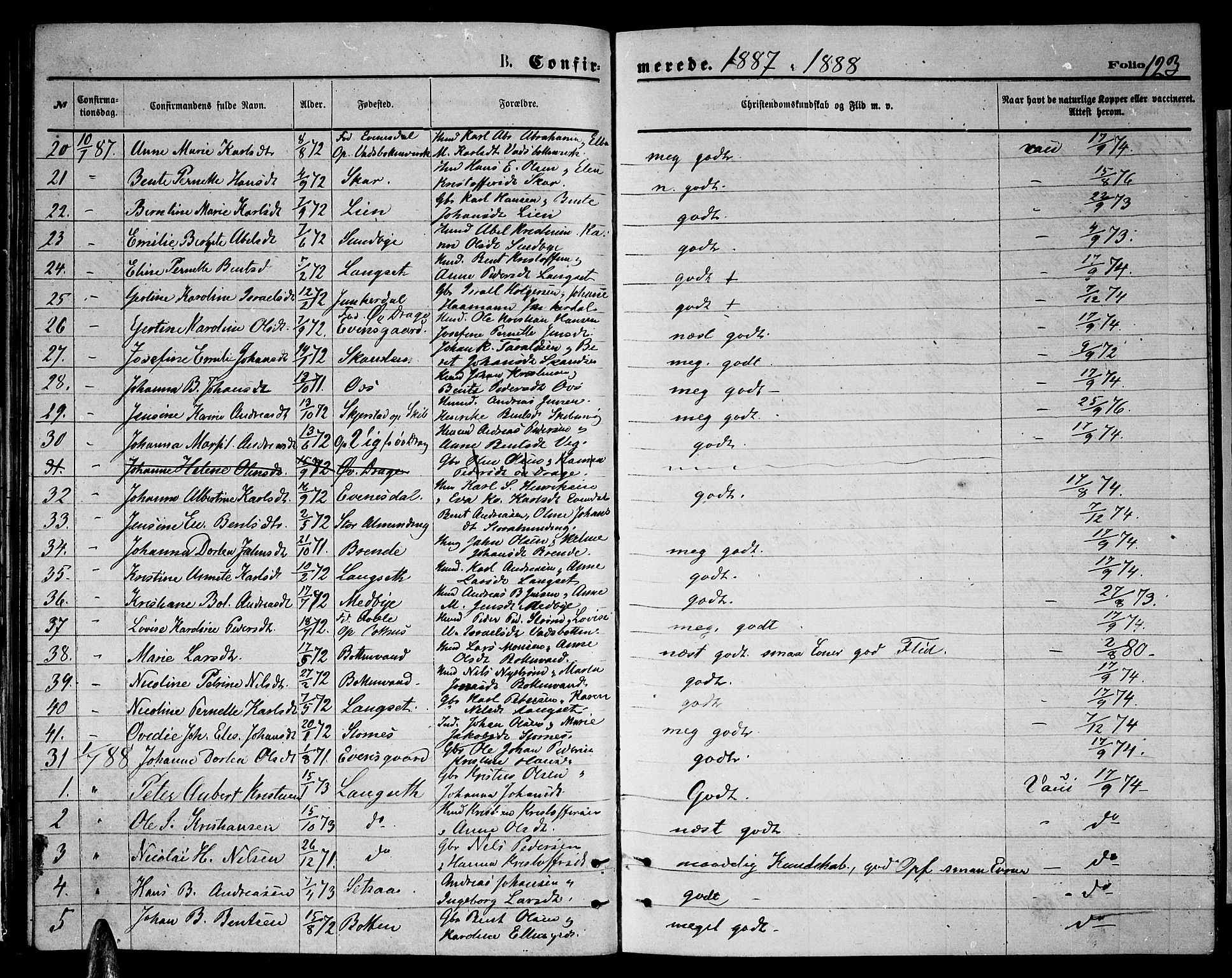 Ministerialprotokoller, klokkerbøker og fødselsregistre - Nordland, SAT/A-1459/847/L0679: Parish register (copy) no. 847C07, 1870-1888, p. 123